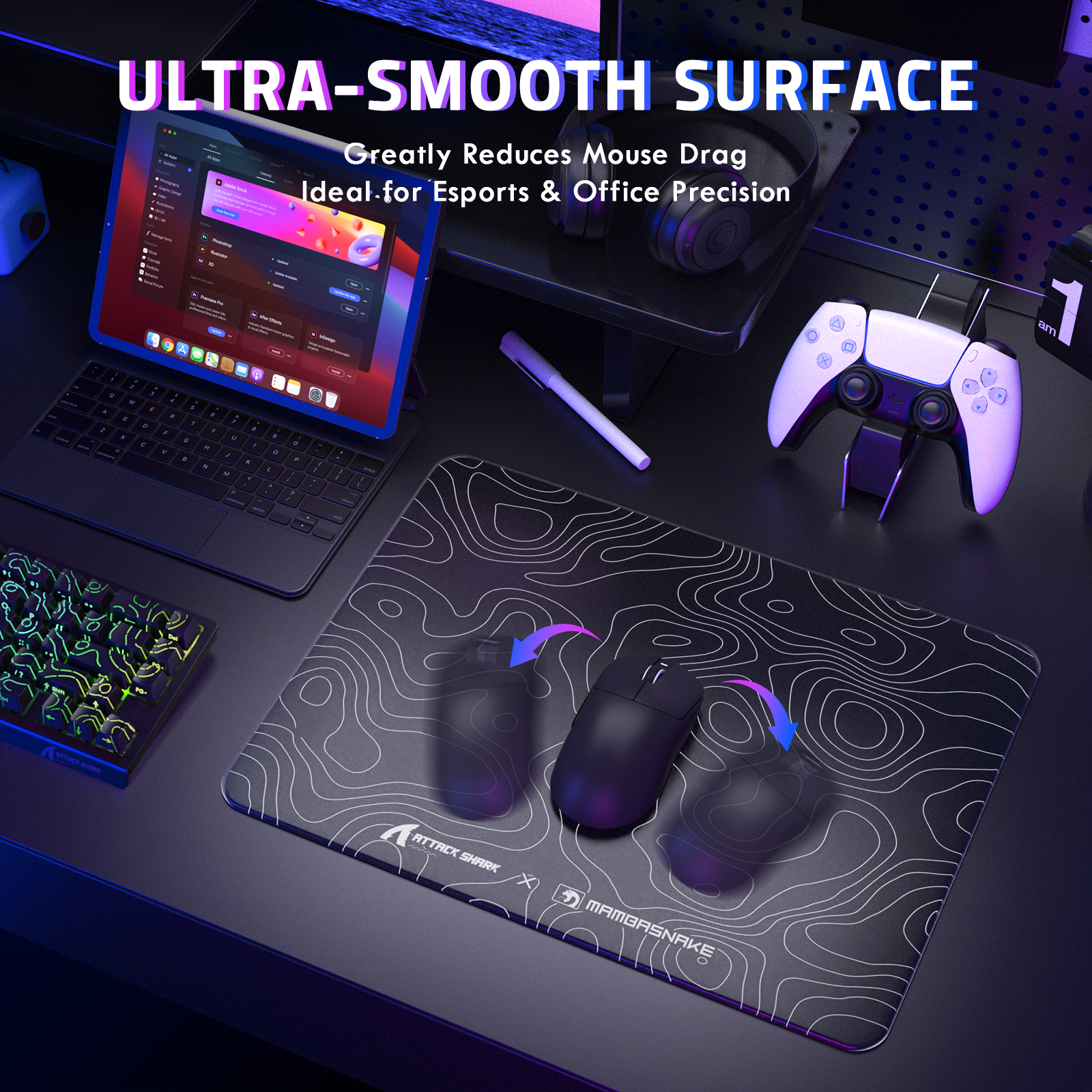 ATTACK SHARK CM05 Tempered Glass Gaming Mouse Pad