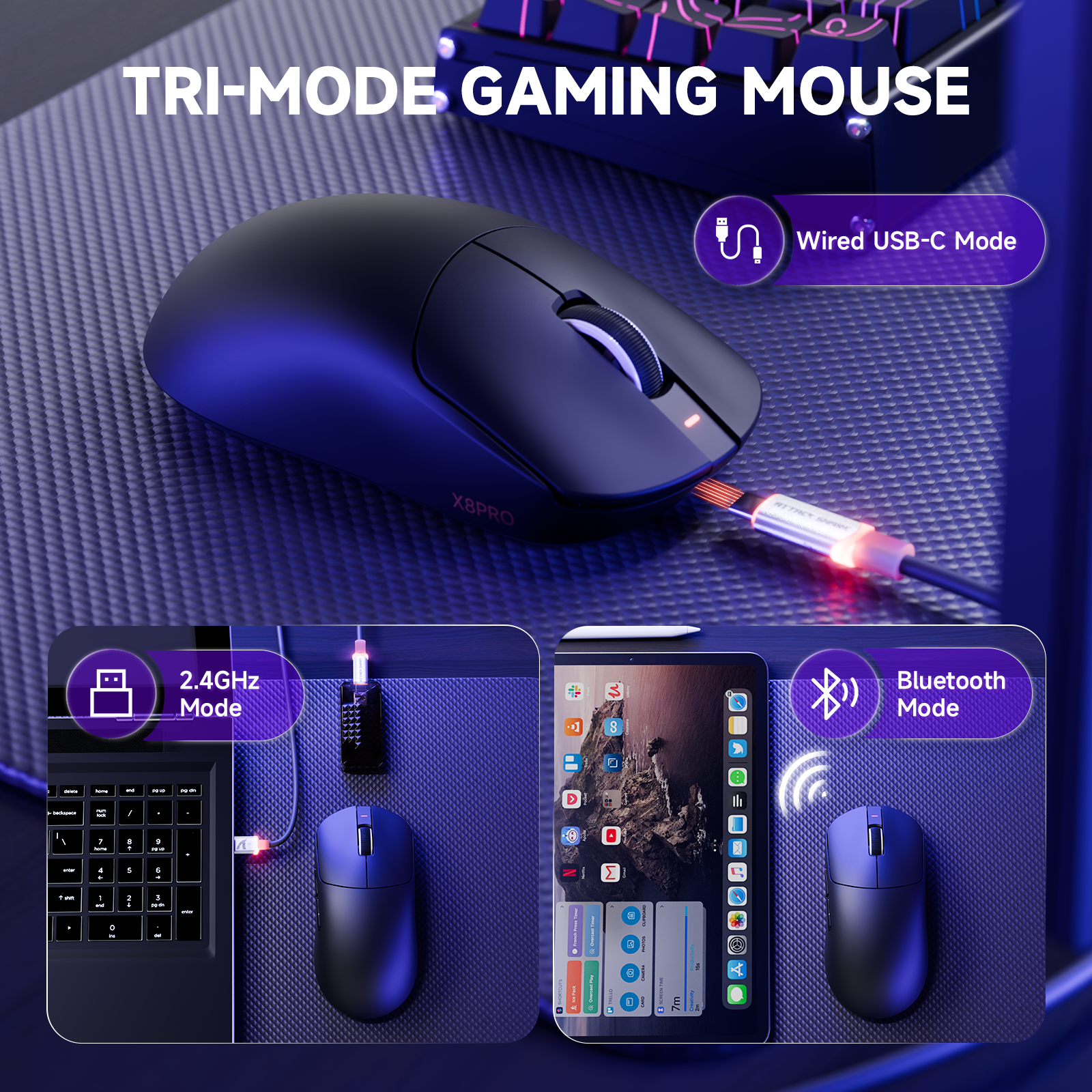 ATTACK SHARK X8PRO Ultra-Light Wireless Gaming Mouse & C06ULTRA Cable