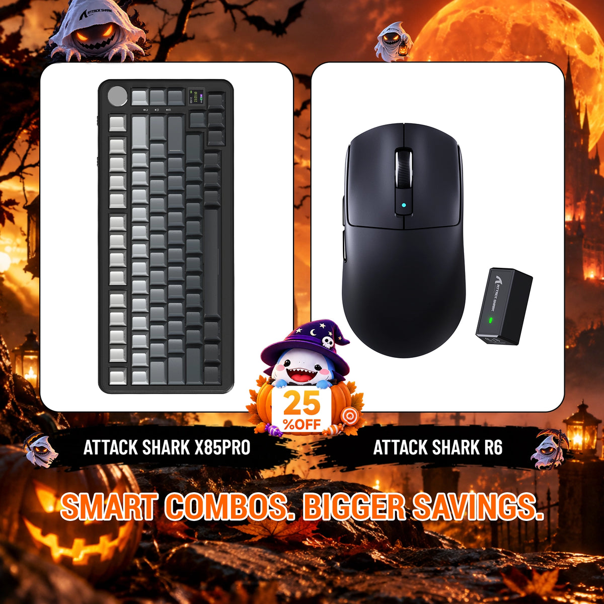 ATTACK SHARK X85 PRO Tri-mode Gasket Mechanical Keyboard + R6 Wireless Gaming Mouse Bundle