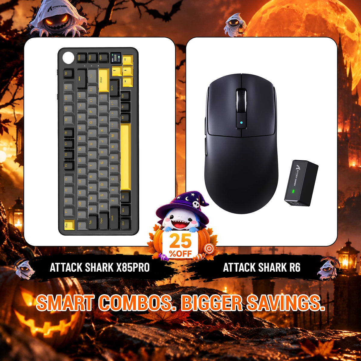 ATTACK SHARK X85 PRO Tri-mode Gasket Mechanical Keyboard + R6 Wireless Gaming Mouse Bundle
