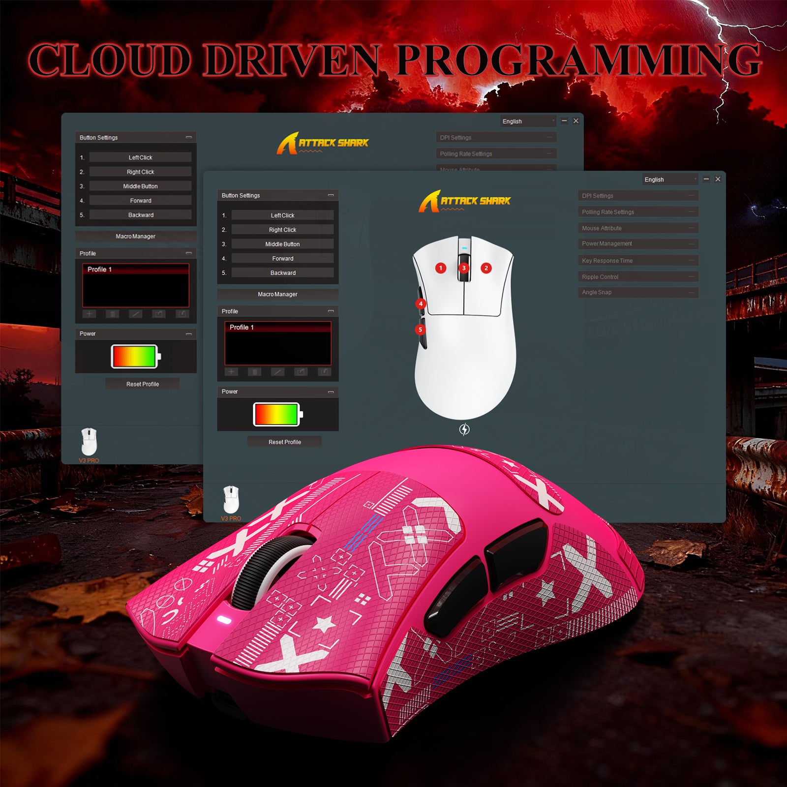 ATTACK SHARK V3PRO Ultra-Light Tri-Mode Gaming Mouse with Charging Dock