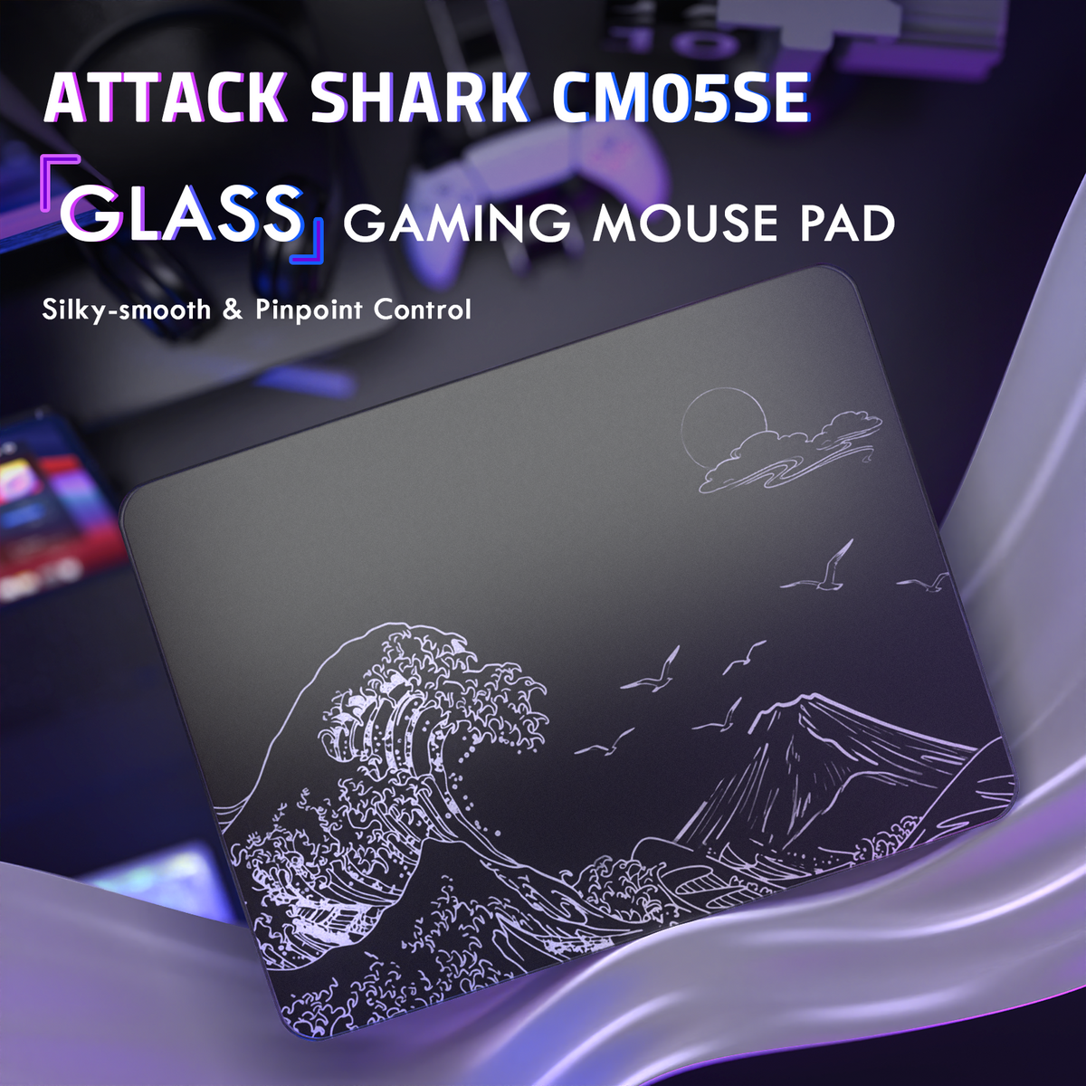 ATTACK SHARK CM05 Tempered Glass Gaming Mouse Pad