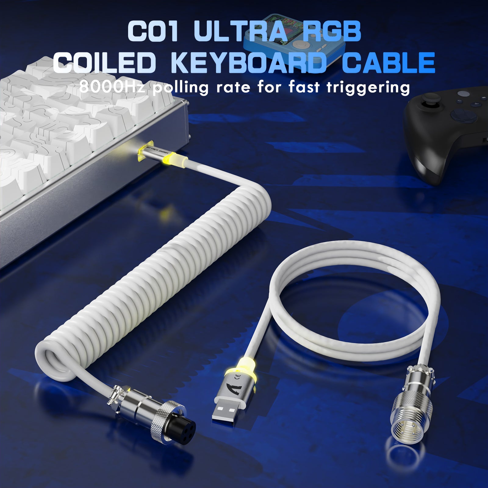 ATTACK SHARK X68MAX HE Rapid Trigger CNC Aluminum Keyboard Magnetic Switch with C01Ultra RGB Coiled Cable