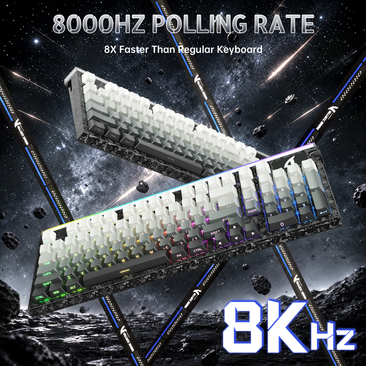 ATTACK SHARK R98 HE Carbon Fiber Wired Rapid Trigger Magnetic Switch Keyboard With C01 Ultra RGB Coiled Cable