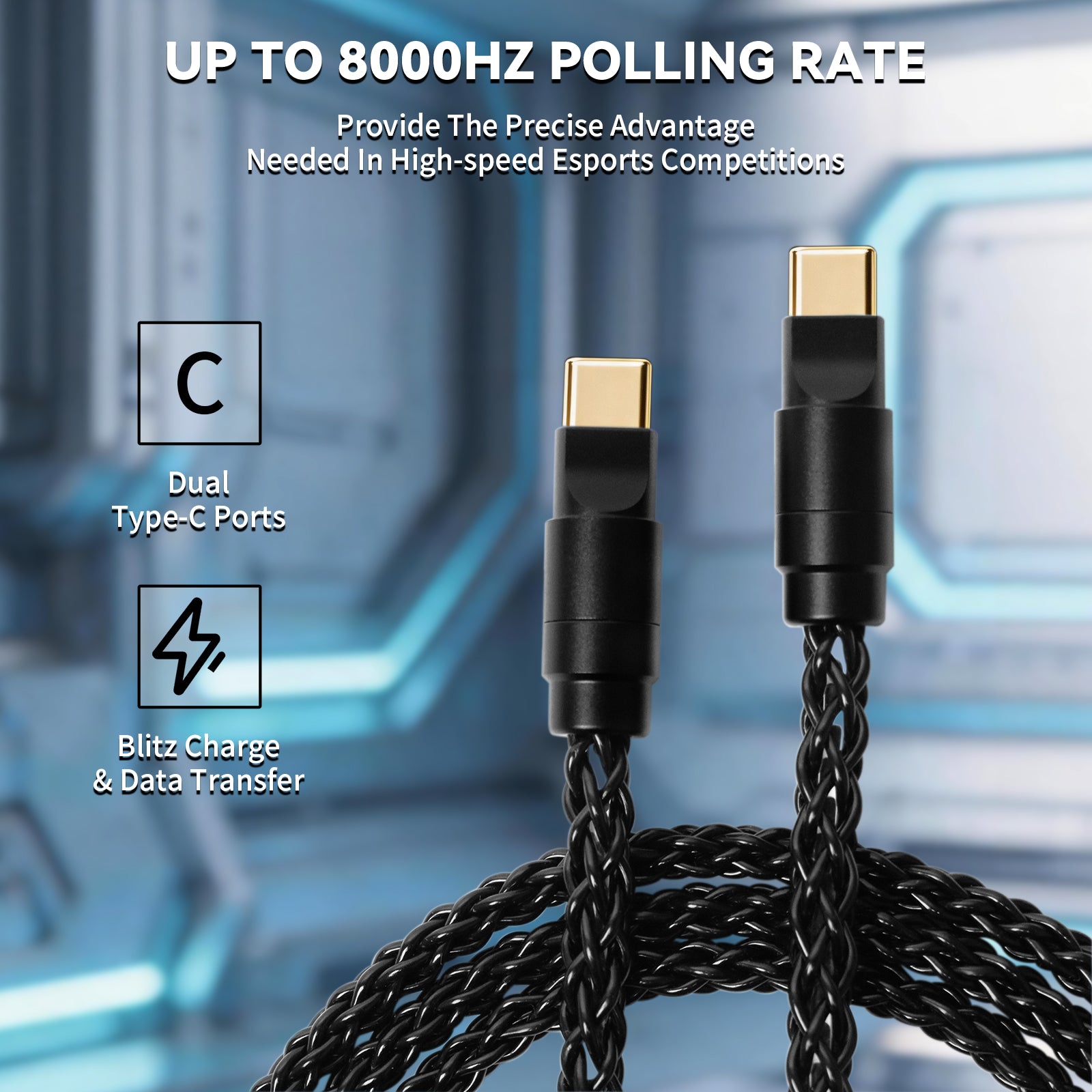 ATTACK SHARK C07 PRO 2-In 1  Type C Cable for 8KHz Gaming Keyboard/Mouse