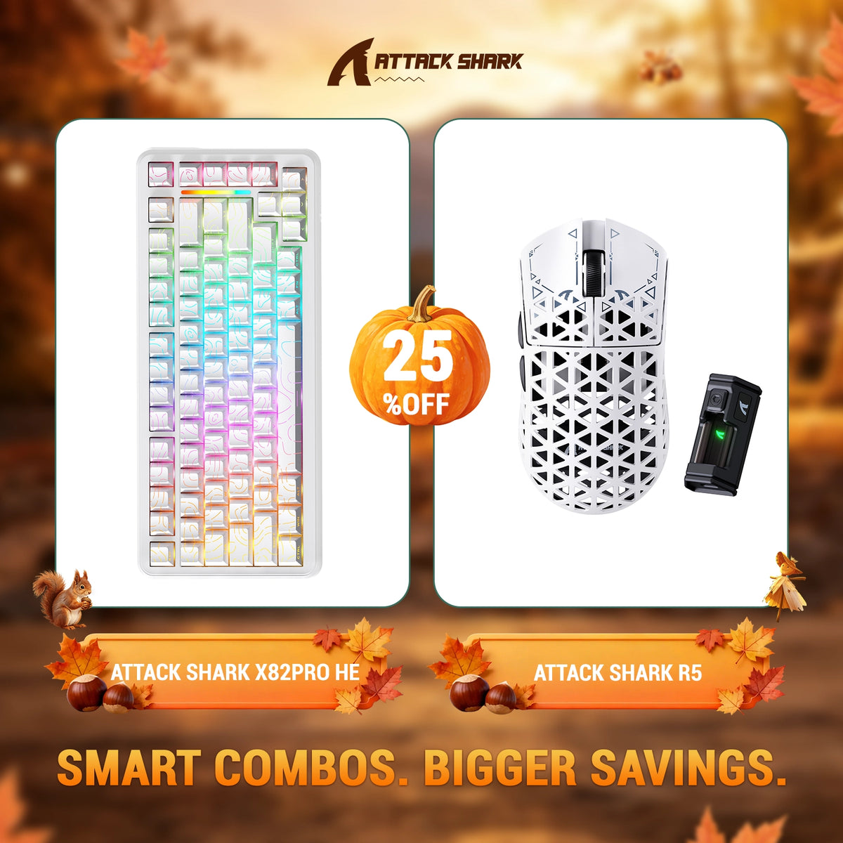ATTACK SHARK X82 PRO HE Rapid Trigger Keyboard + R5 Carbon Fiber Wireless Gaming Mouse Bundle