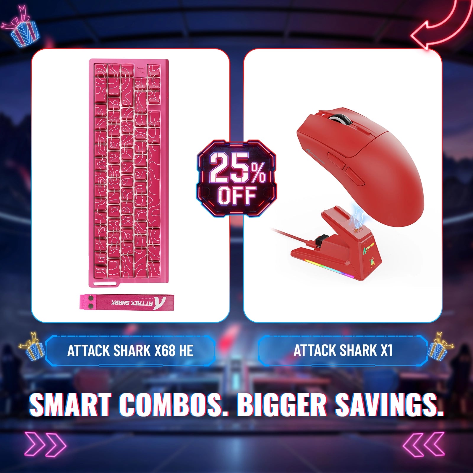 ATTACK SHARK X68HE Rapid Trigger Keyboard + X1 Wireless Gaming Mouse Bundle