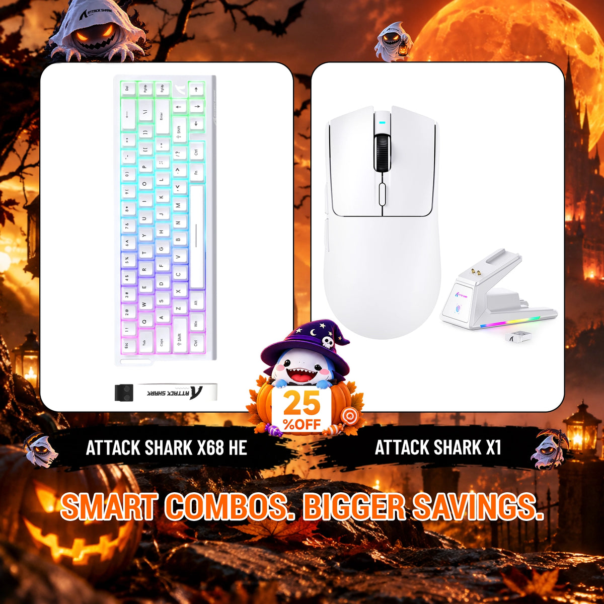 ATTACK SHARK X68HE Rapid Trigger Keyboard + X1 Wireless Gaming Mouse Bundle