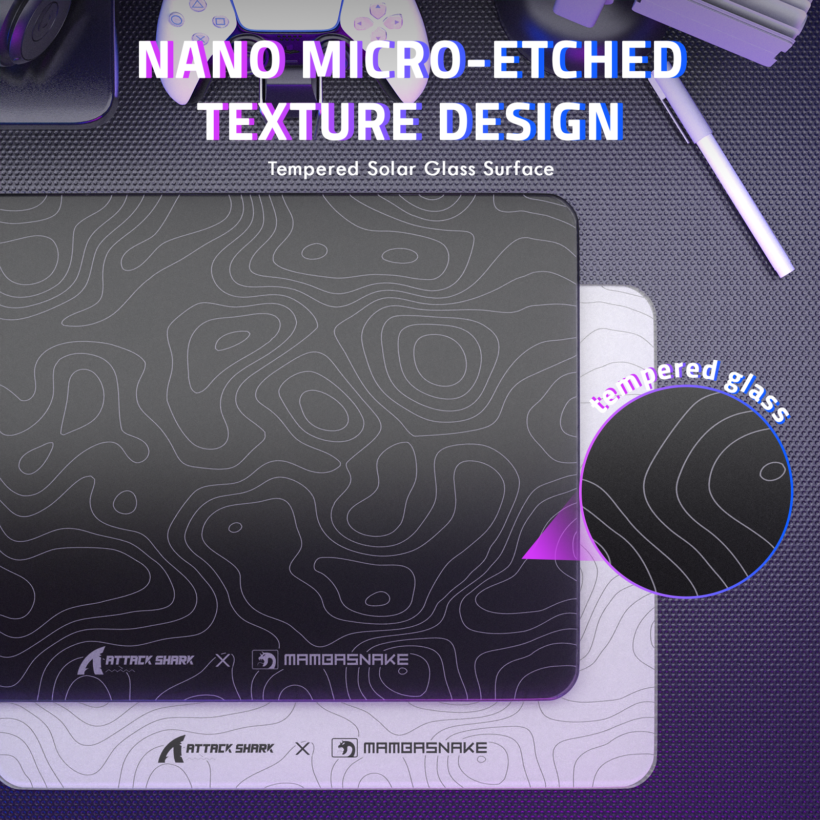 ATTACK SHARK CM05 Tempered Glass Gaming Mouse Pad