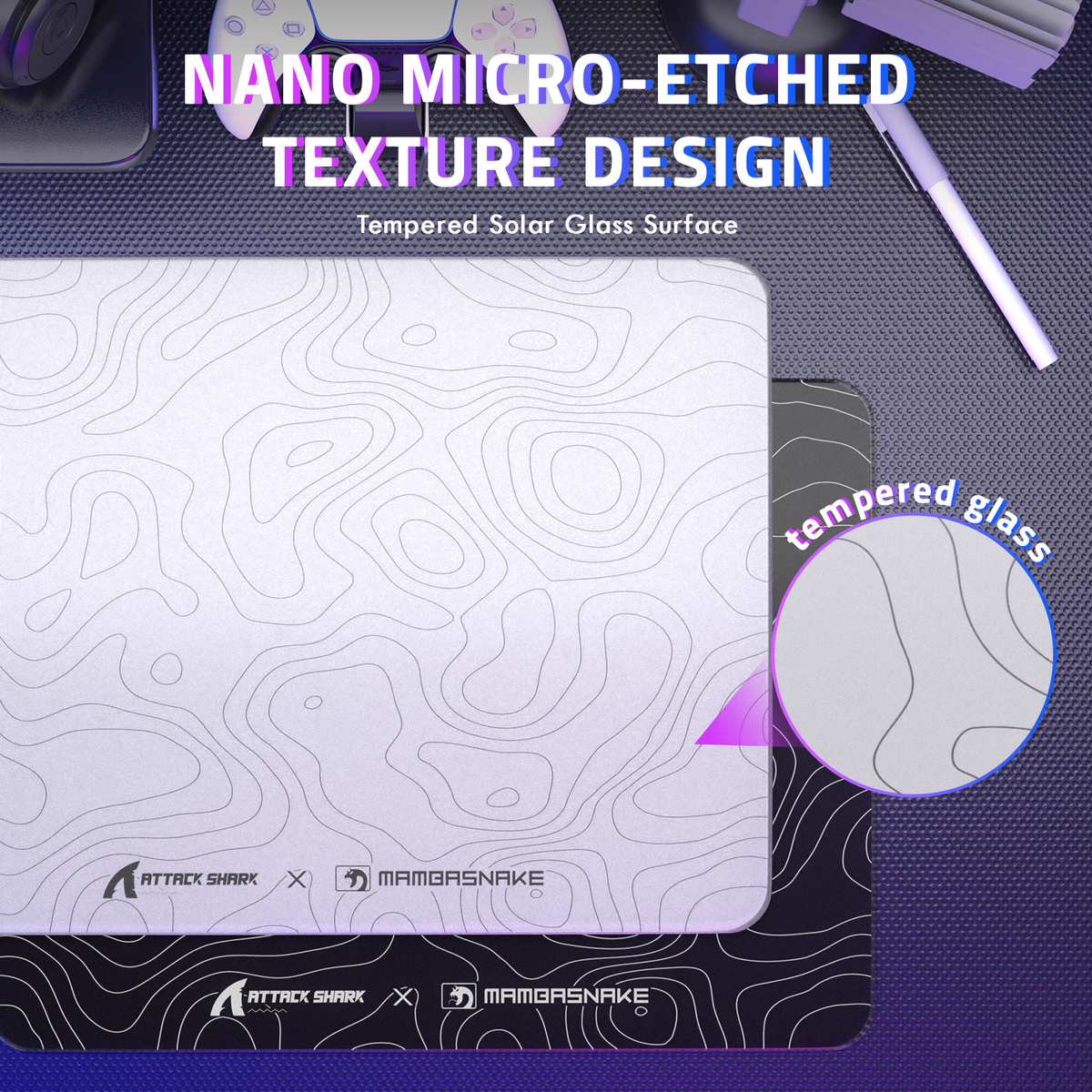ATTACK SHARK CM05 Tempered Glass Gaming Mouse Pad