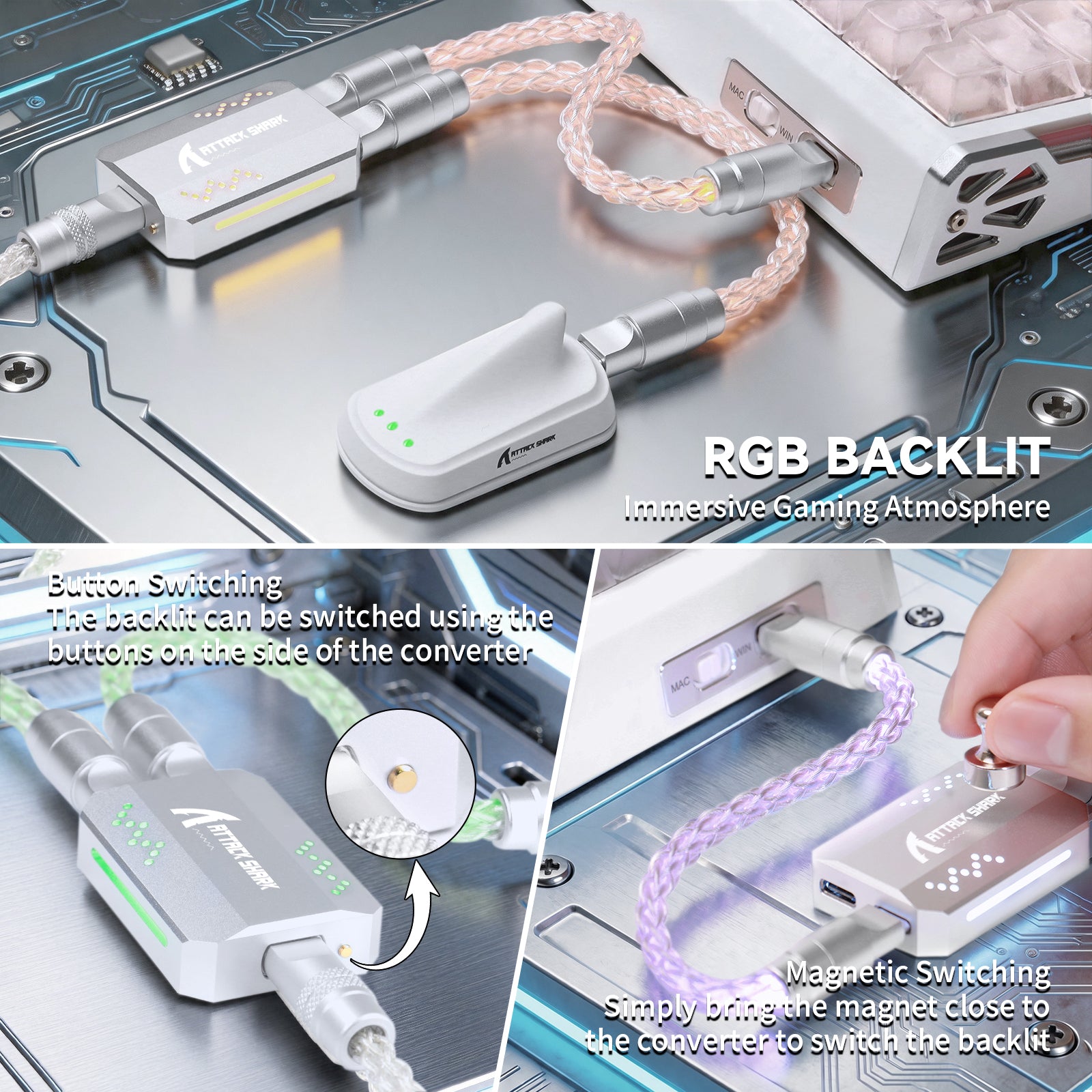 ATTACK SHARK C07 PRO 2-In 1  Type C Cable for 8KHz Gaming Keyboard/Mouse