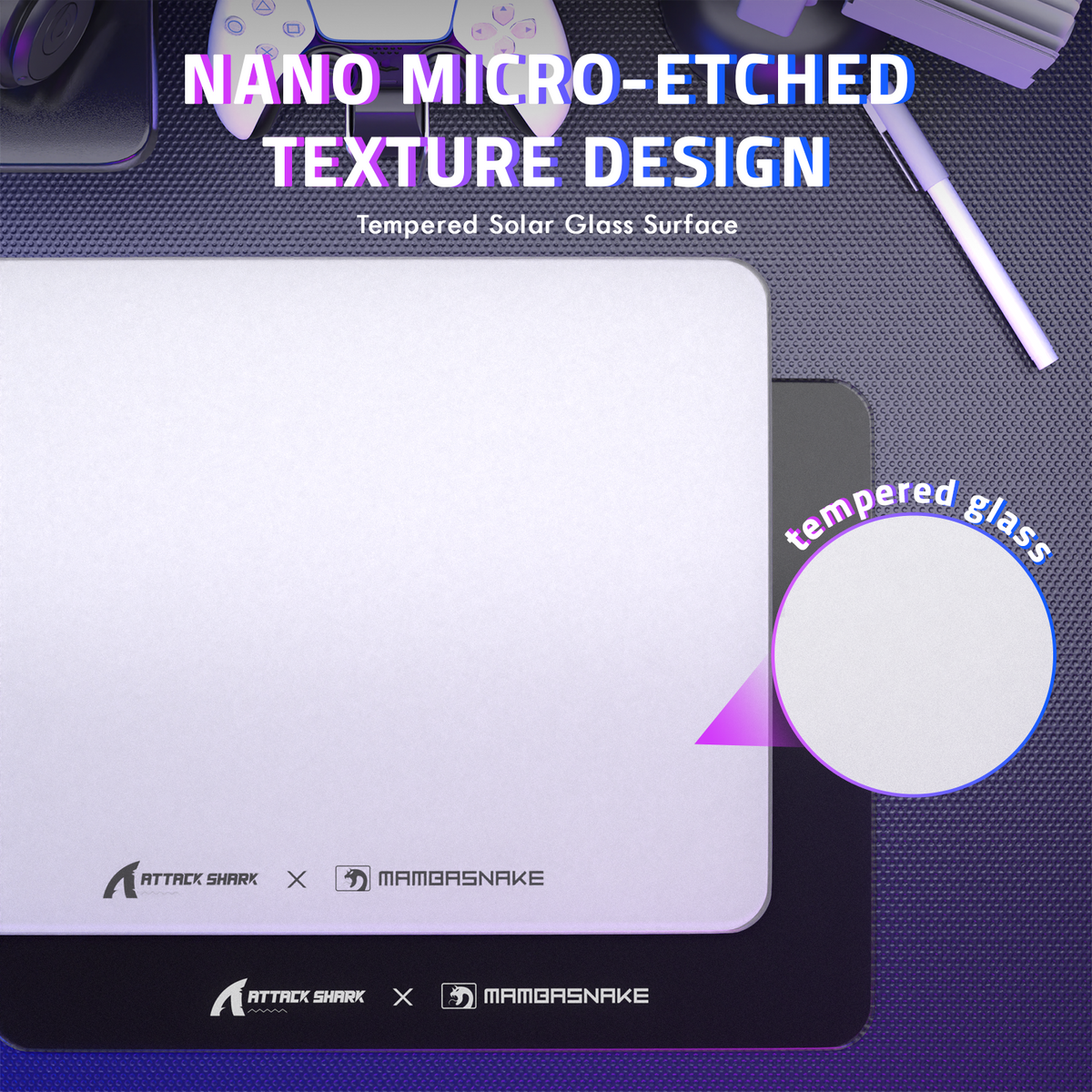 ATTACK SHARK CM05 Tempered Glass Gaming Mouse Pad