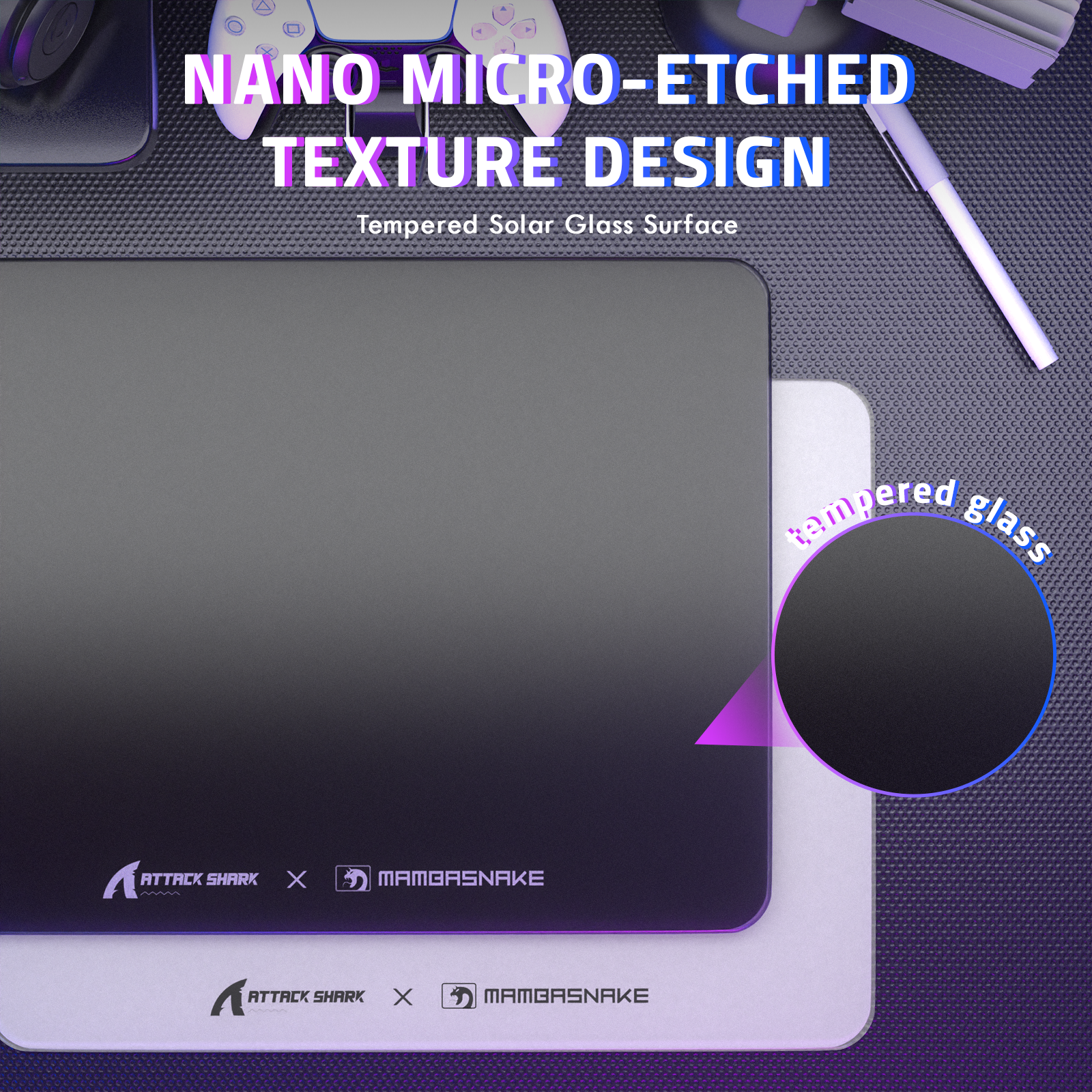 ATTACK SHARK CM05 Tempered Glass Gaming Mouse Pad