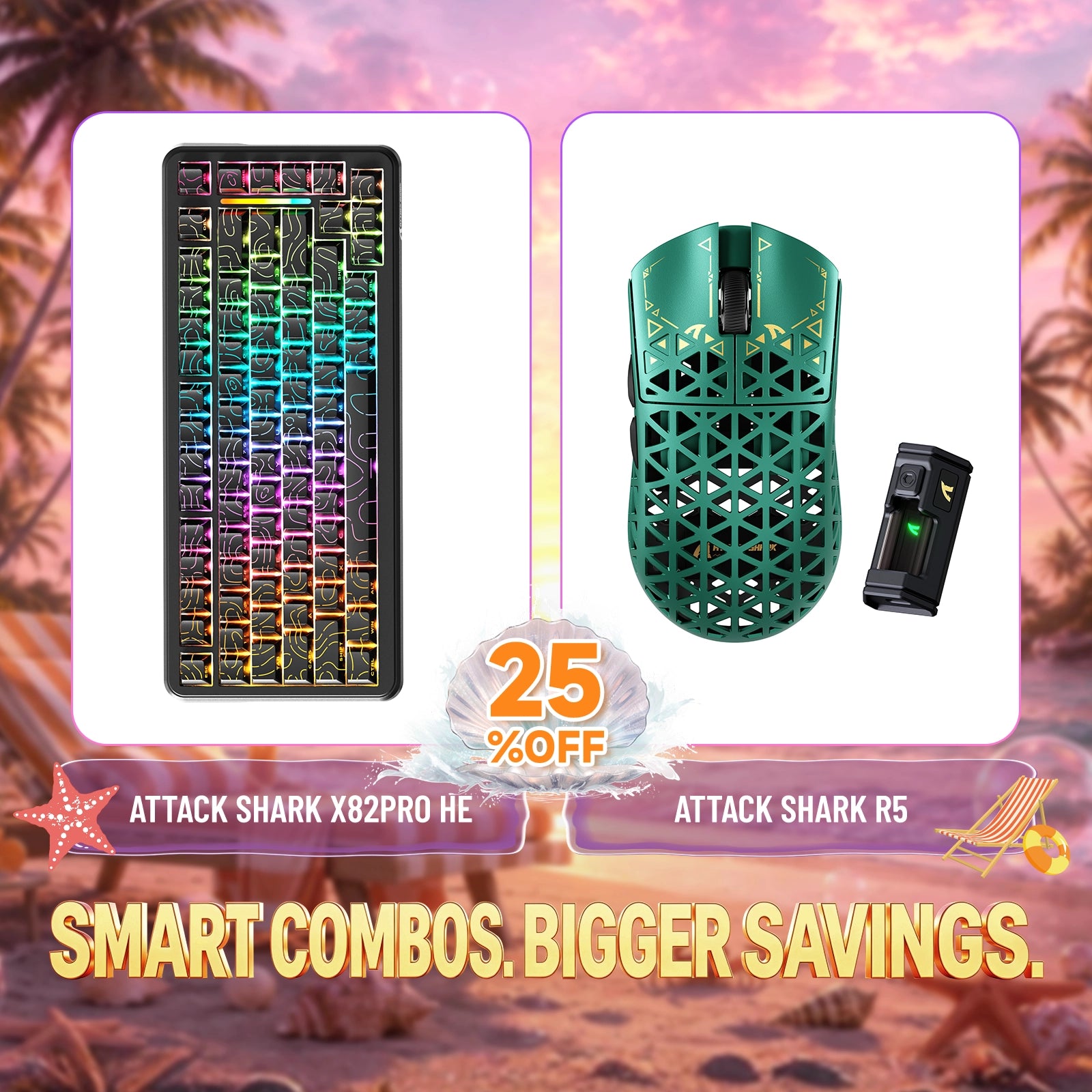 ATTACK SHARK X82PRO HE rapid trigger keyboard bundle with R5 carbon fiber wireless gaming mouse