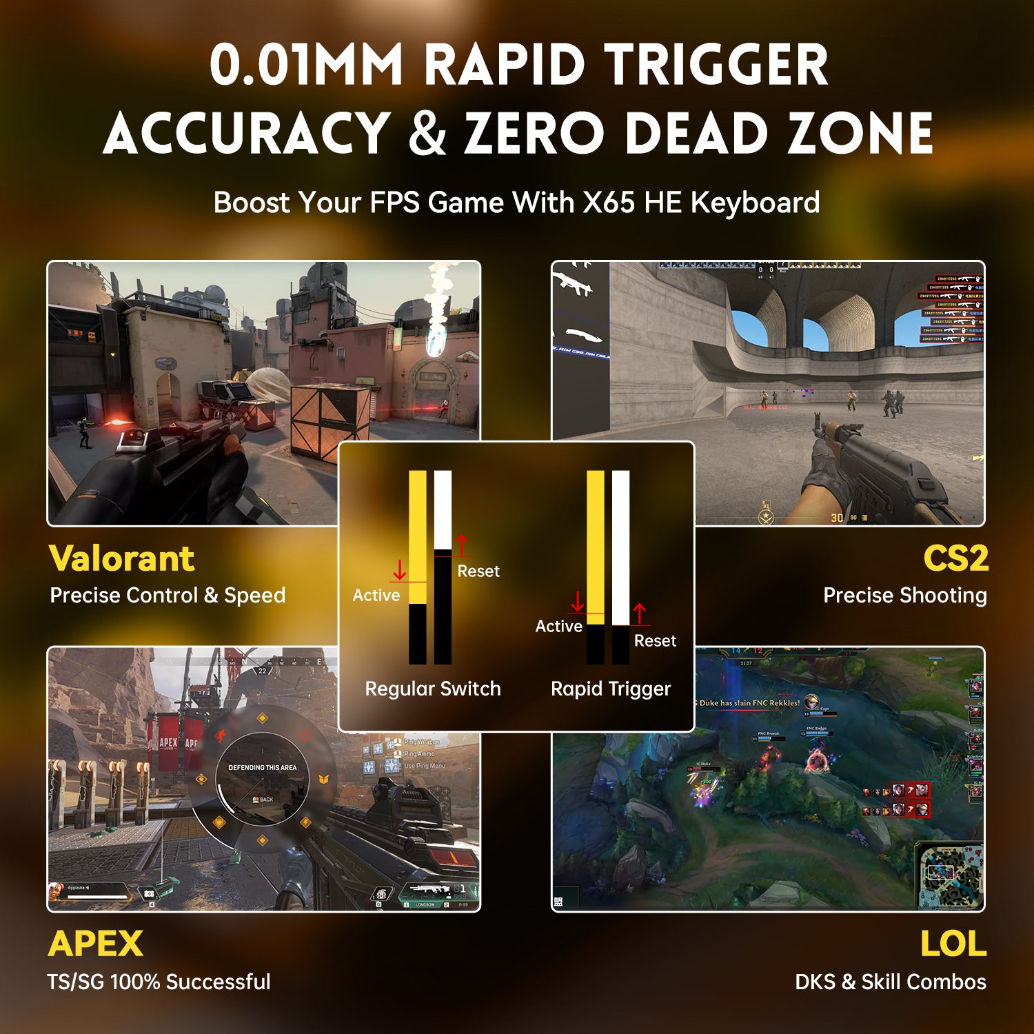 X65 HE Keyboard - Rapid Trigger Feature for FPS Games