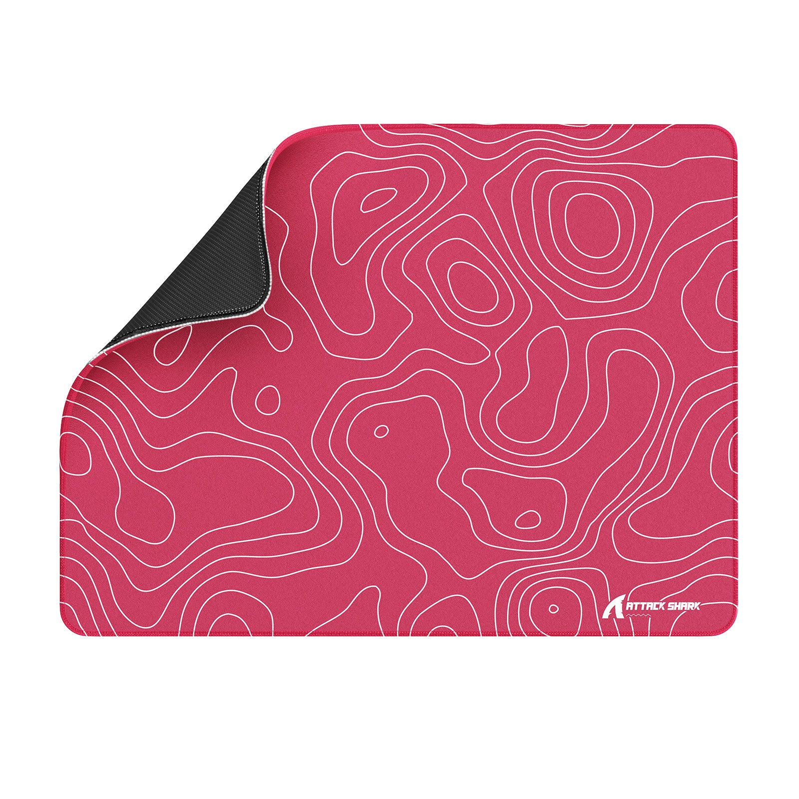 ATTACK SHARK CM02SE red gaming mousepad with topographic pattern and anti-slip base