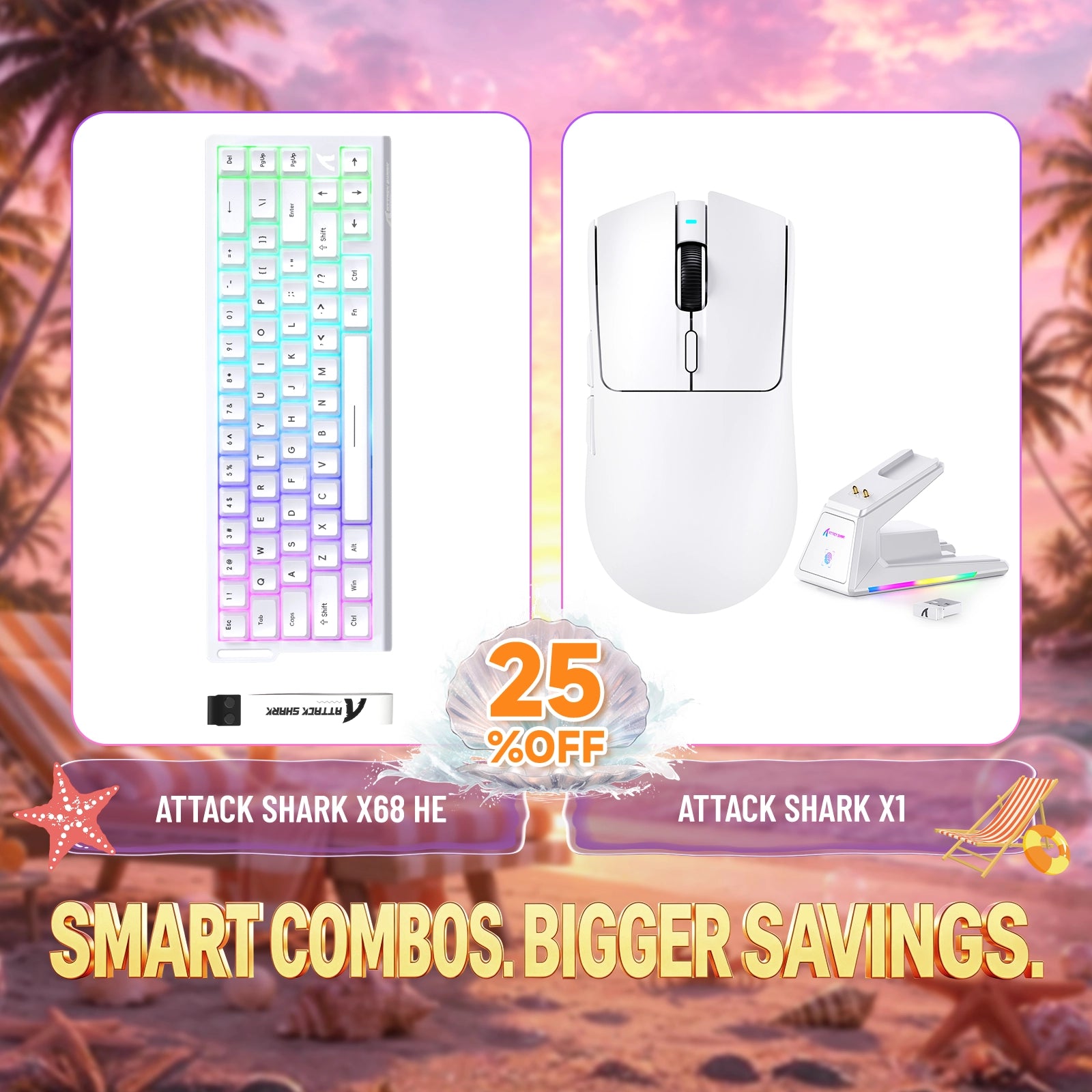 ATTACK SHARK X68HE Rapid Trigger Keyboard + X1 Wireless Gaming Mouse Bundle