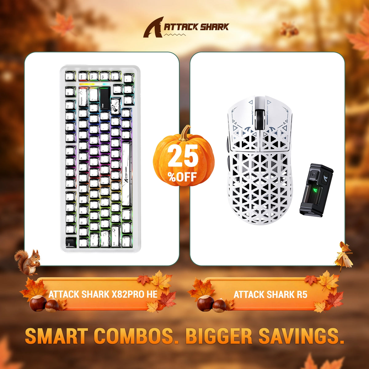 ATTACK SHARK X82 PRO HE Rapid Trigger Keyboard + R5 Carbon Fiber Wireless Gaming Mouse Bundle
