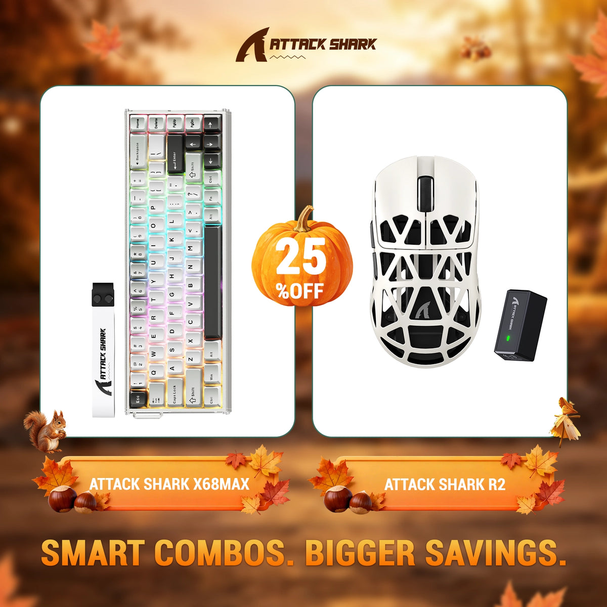 ATTACK SHARK X68 MAX HE Rapid Trigger Aluminum Keyboard + R2 Magnesium Alloy Wireless Gaming Mouse Bundle