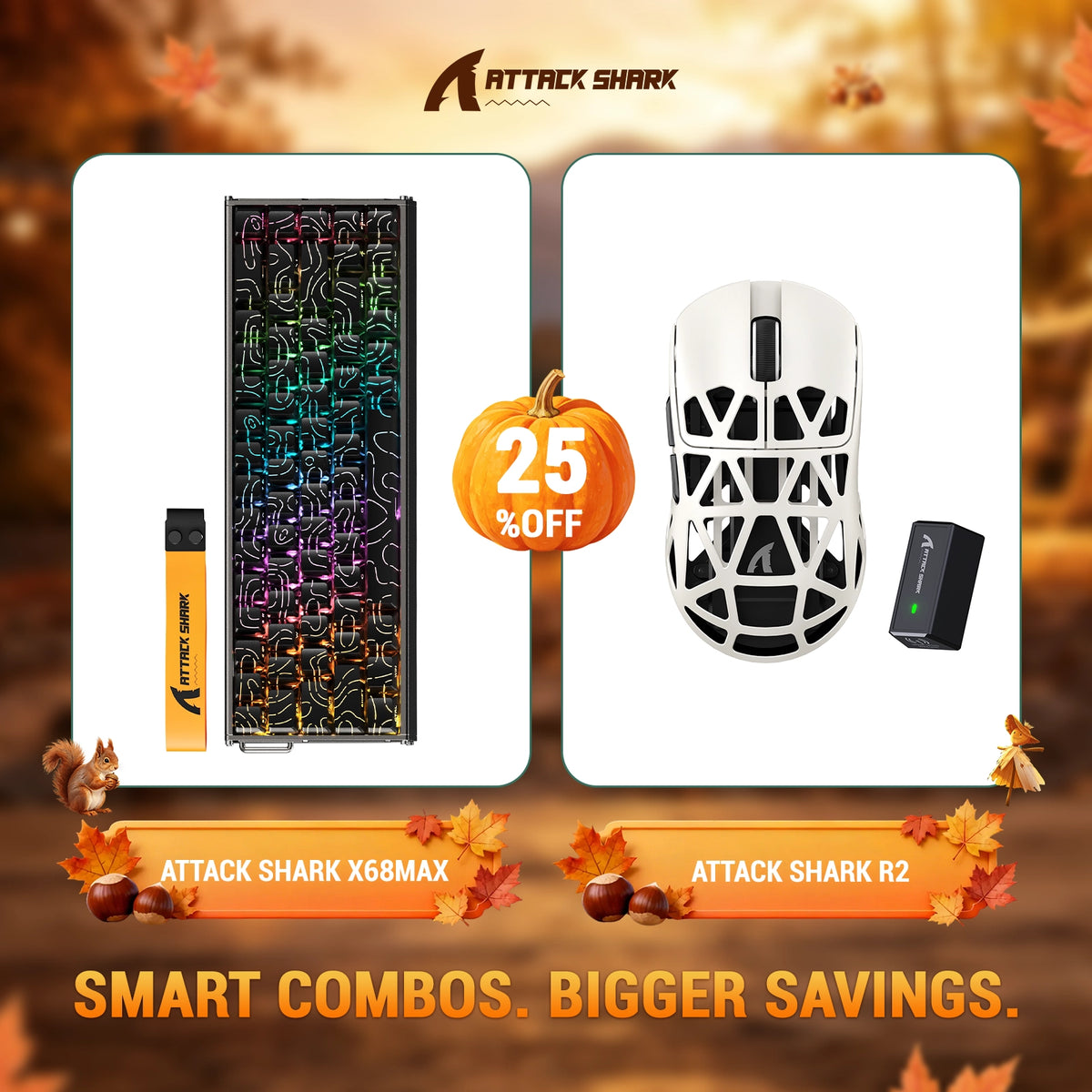 ATTACK SHARK X68 MAX HE Rapid Trigger Aluminum Keyboard + R2 Magnesium Alloy Wireless Gaming Mouse Bundle