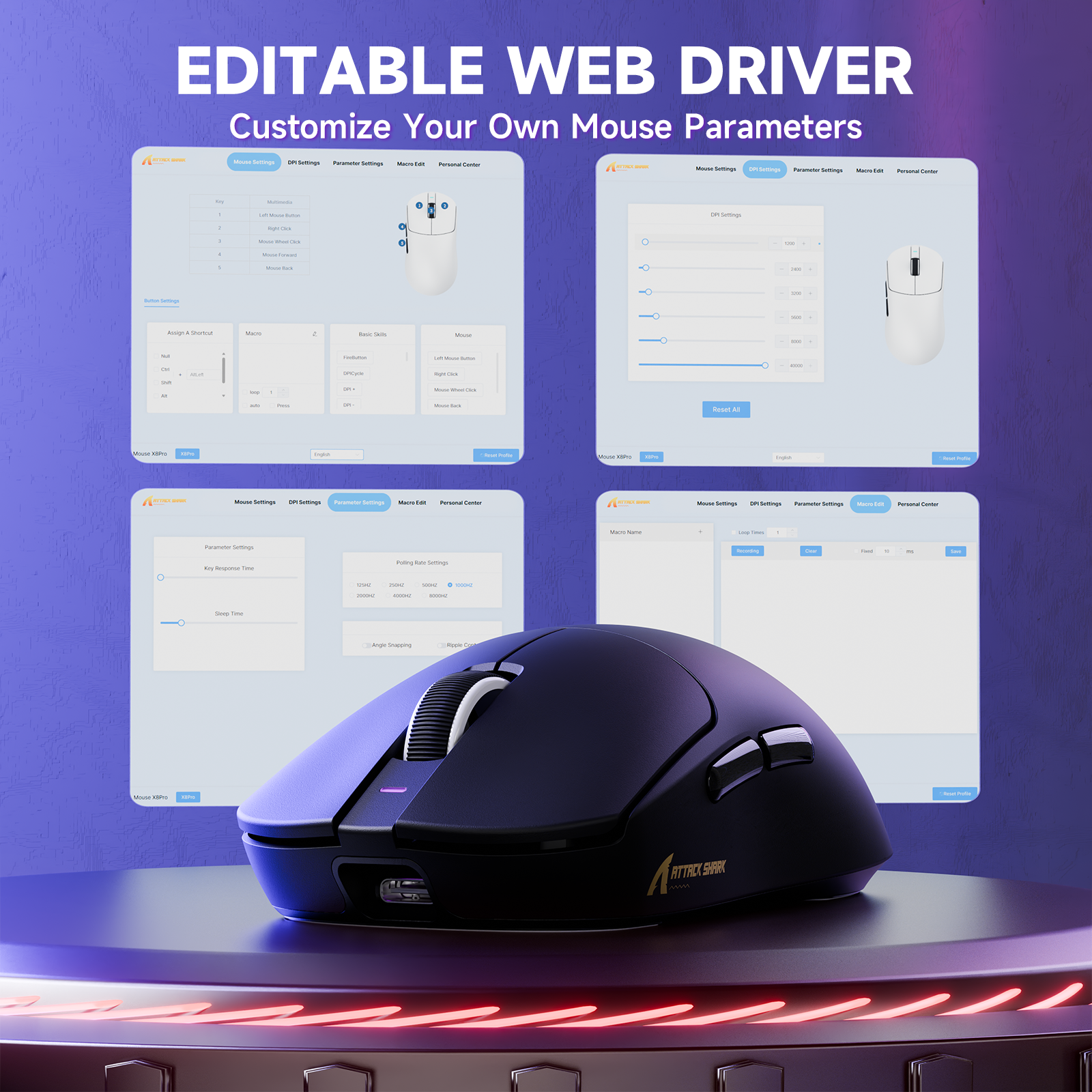 ATTACK SHARK X8PRO Ultra-Light Wireless Gaming Mouse & C06ULTRA Cable