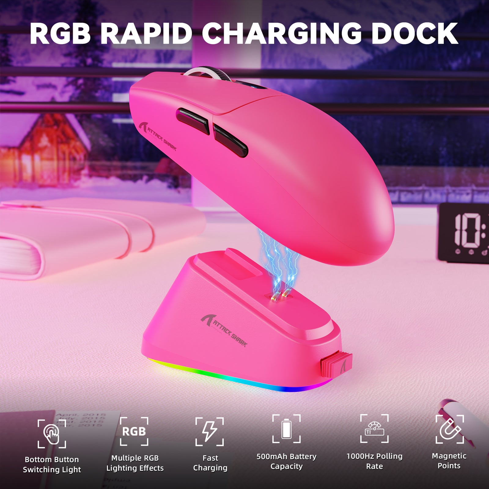 ATTACK SHARK G3 PRO Tri-mode Wireless Gaming Mouse with Charge Dock 25000 DPI Ultra Lightweight