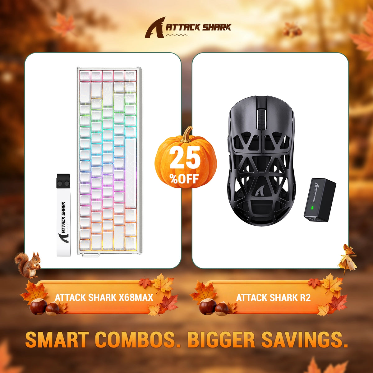 ATTACK SHARK X68 MAX HE Rapid Trigger Aluminum Keyboard + R2 Magnesium Alloy Wireless Gaming Mouse Bundle