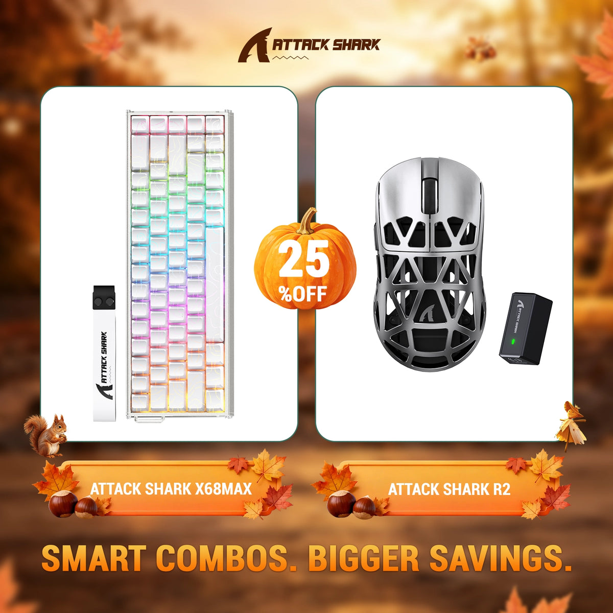 ATTACK SHARK X68 MAX HE Rapid Trigger Aluminum Keyboard + R2 Magnesium Alloy Wireless Gaming Mouse Bundle