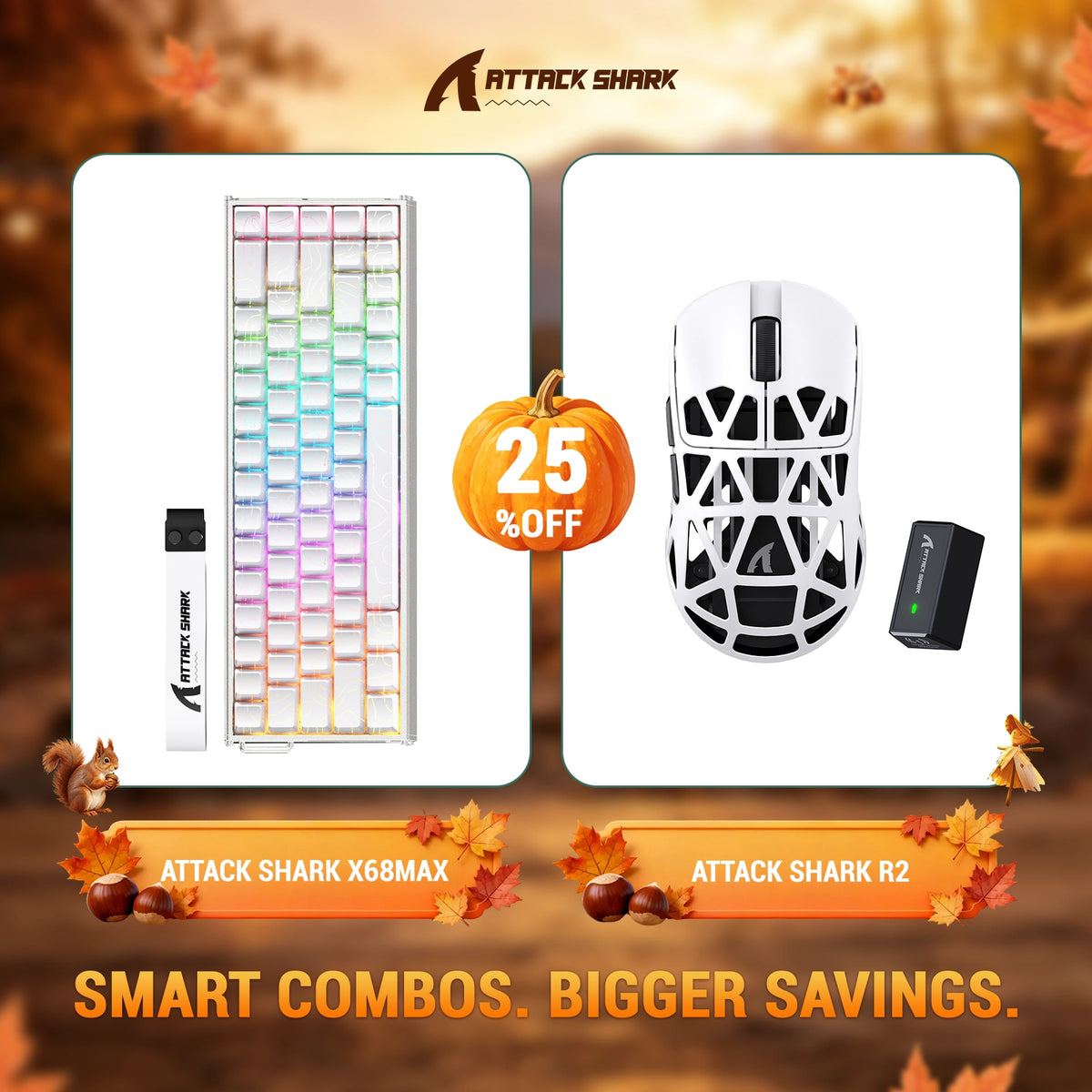 ATTACK SHARK X68 MAX HE Rapid Trigger Aluminum Keyboard + R2 Magnesium Alloy Wireless Gaming Mouse Bundle