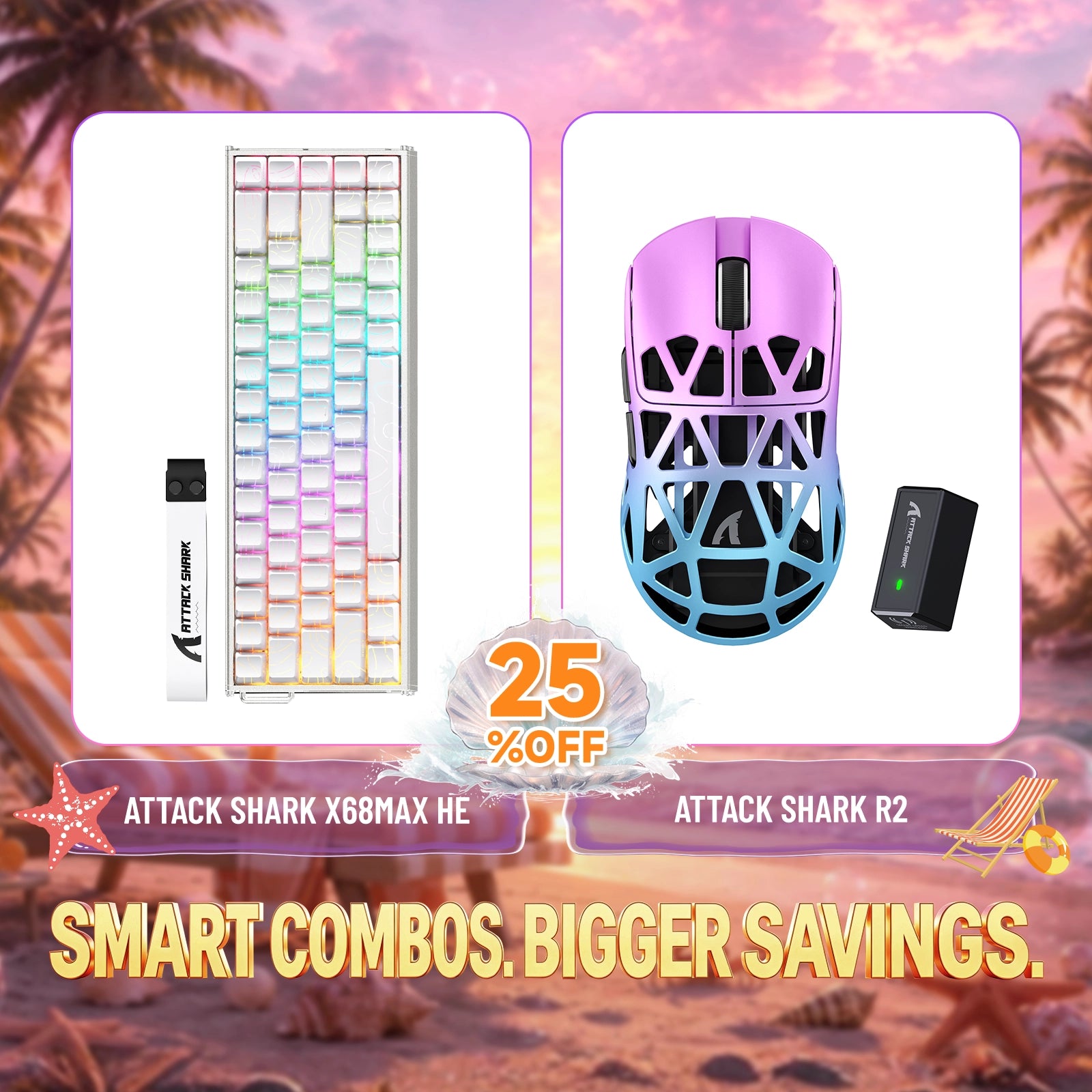 ATTACK SHARK X68MAX HE Rapid Trigger Aluminum Keyboard + R2 Magnesium Alloy Wireless Gaming Mouse Bundle