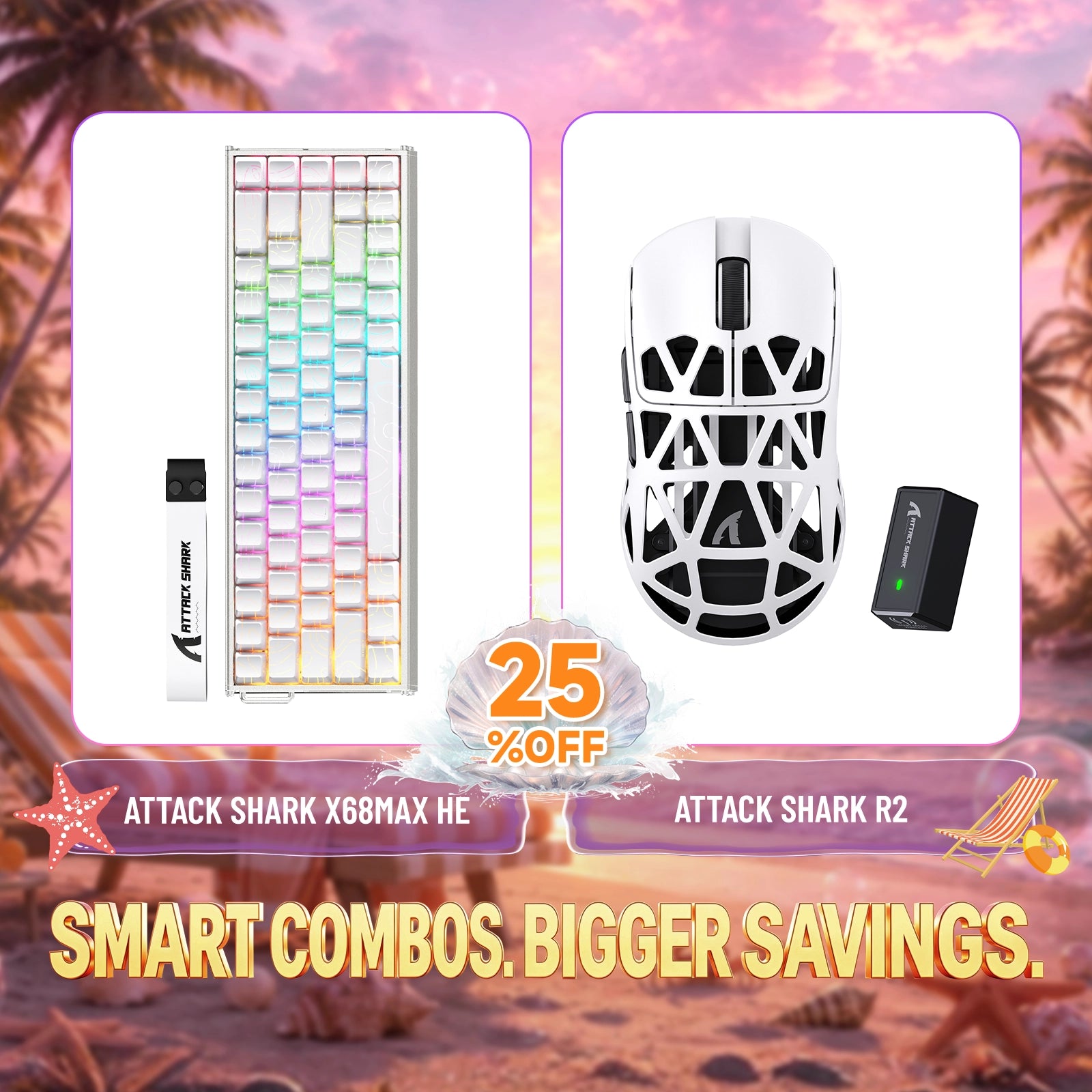 ATTACK SHARK X68MAX HE Rapid Trigger Aluminum Keyboard + R2 Magnesium Alloy Wireless Gaming Mouse Bundle