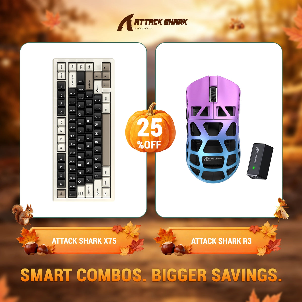 ATTACK SHARK X75 Full Aluminum Keyboard + R3 Magnesium Alloy Gaming Mouse Bundle