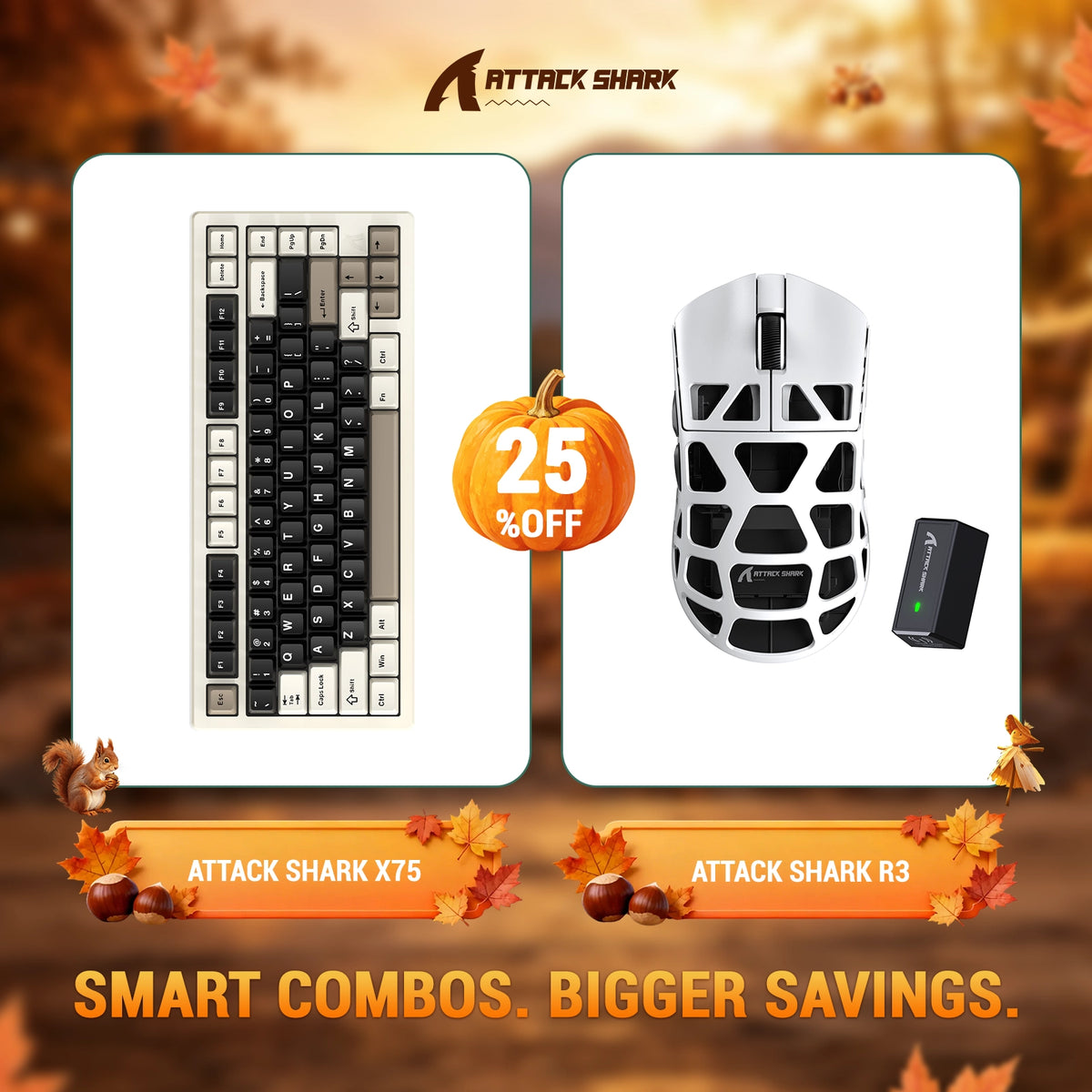 ATTACK SHARK X75 Full Aluminum Keyboard + R3 Magnesium Alloy Gaming Mouse Bundle