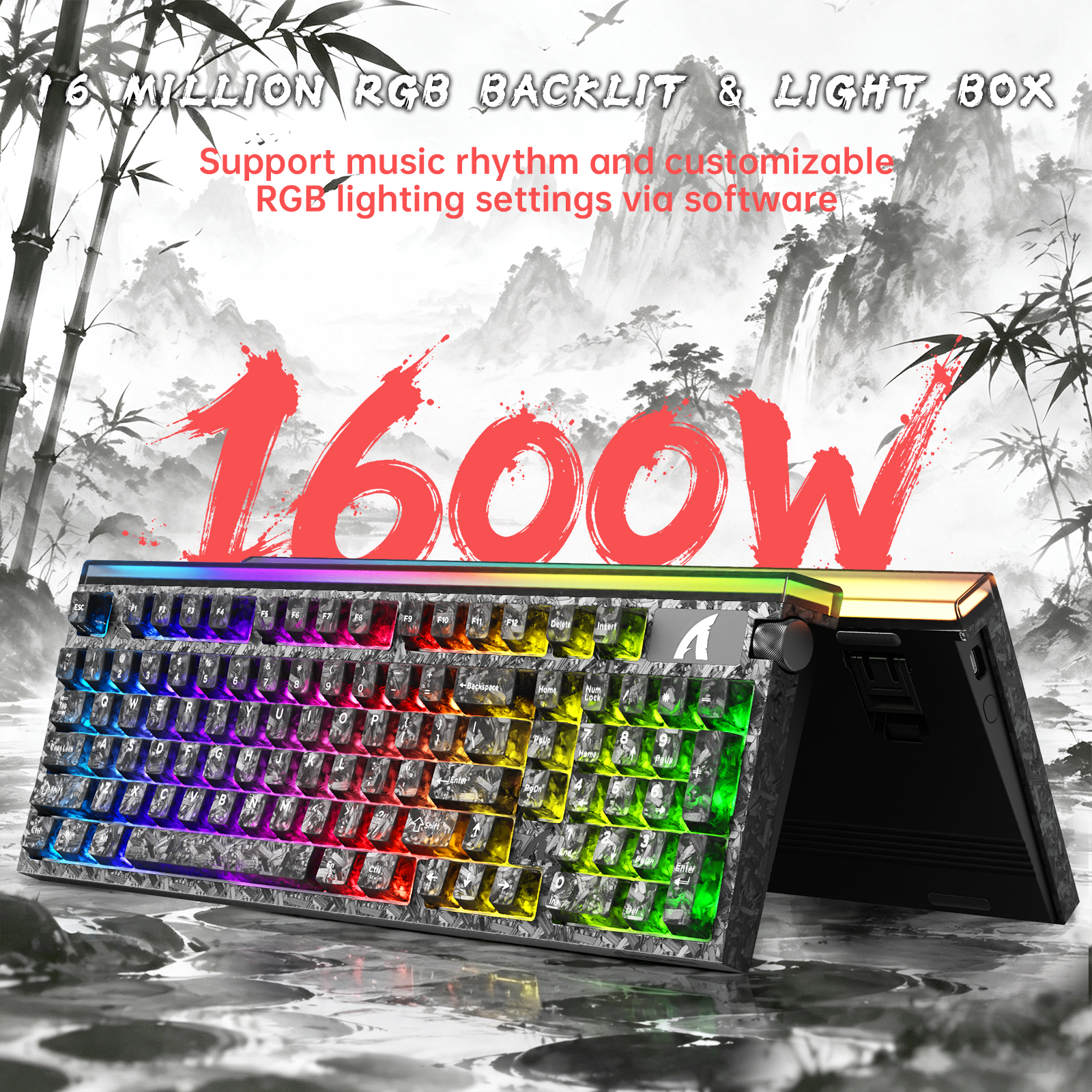 ATTACK SHARK R98 HE Carbon Fiber Wired Rapid Trigger Magnetic Switch Keyboard With C01 Ultra RGB Coiled Cable