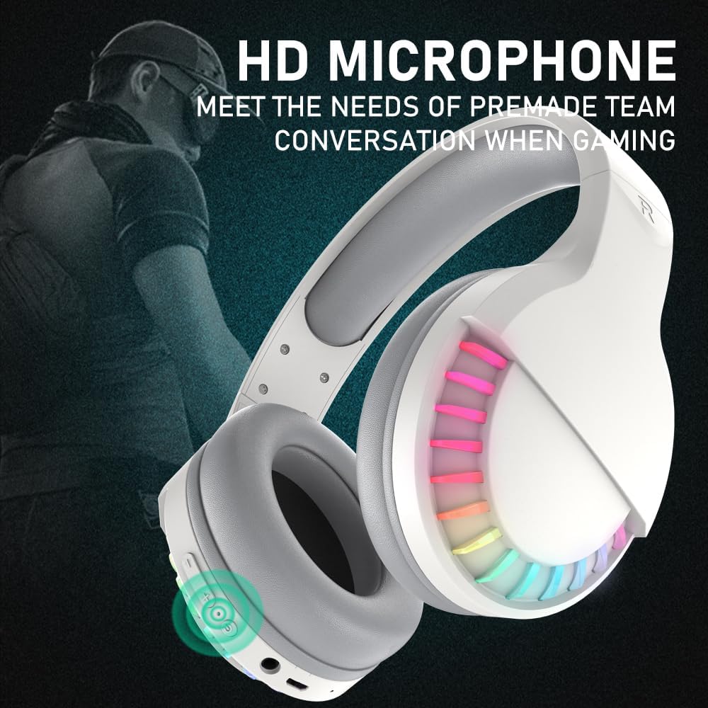 ATTACK SHARK wireless gaming headset with RGB lighting and HD microphone for clear team chat.