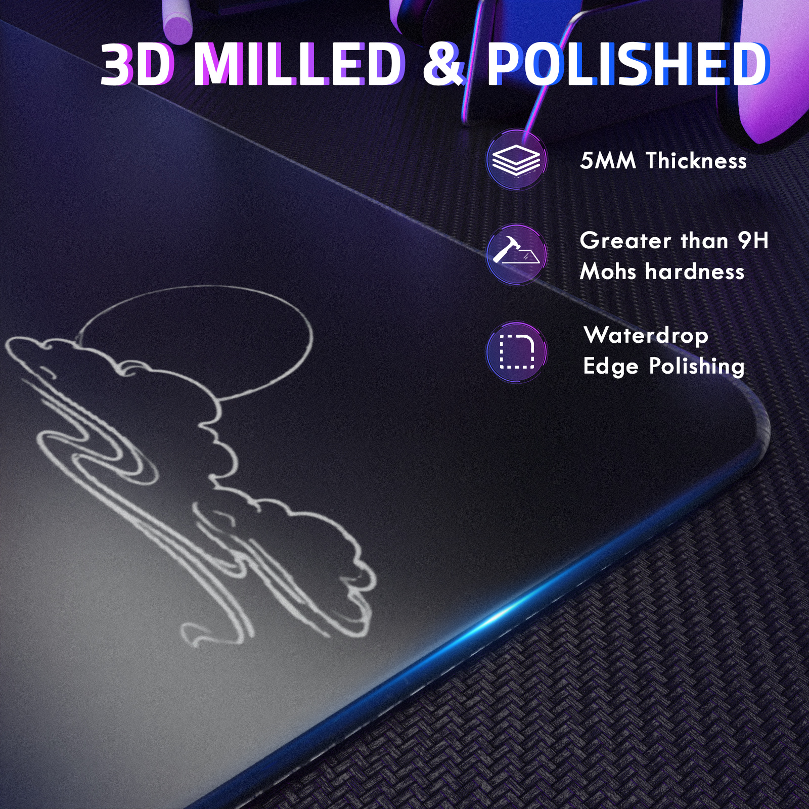 ATTACK SHARK CM05 Tempered Glass Gaming Mouse Pad