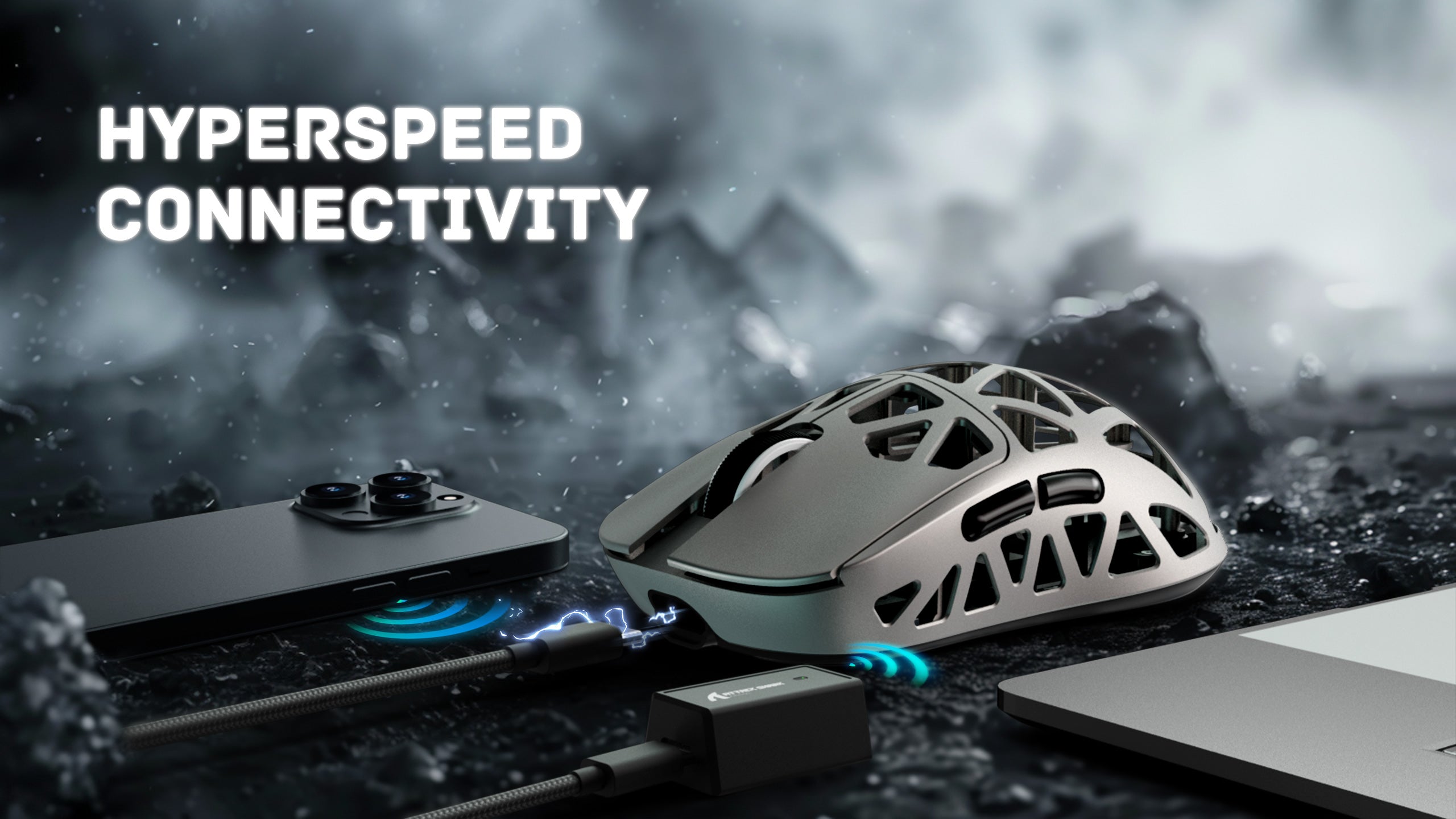 ATTACK SHARK R2 Magnesium Alloy PAW3950 Gaming Mouse 8K with Mouse Coiled Cable (Not Include the Charging Dock)