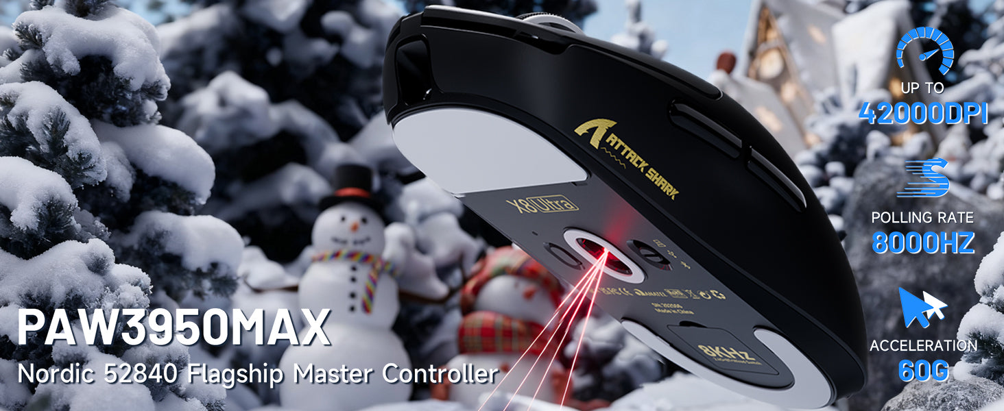 ATTACK SHARK X8 Ultra 8KHz Wireless Gaming Mouse With C06 Ultra Cable