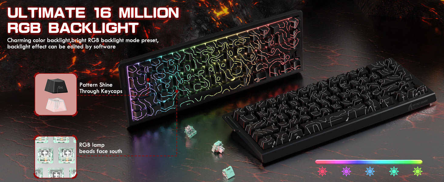 ATTACK SHARK X68PRO HE Wireless Rapid Trigger Keyboard With Coiled Cable