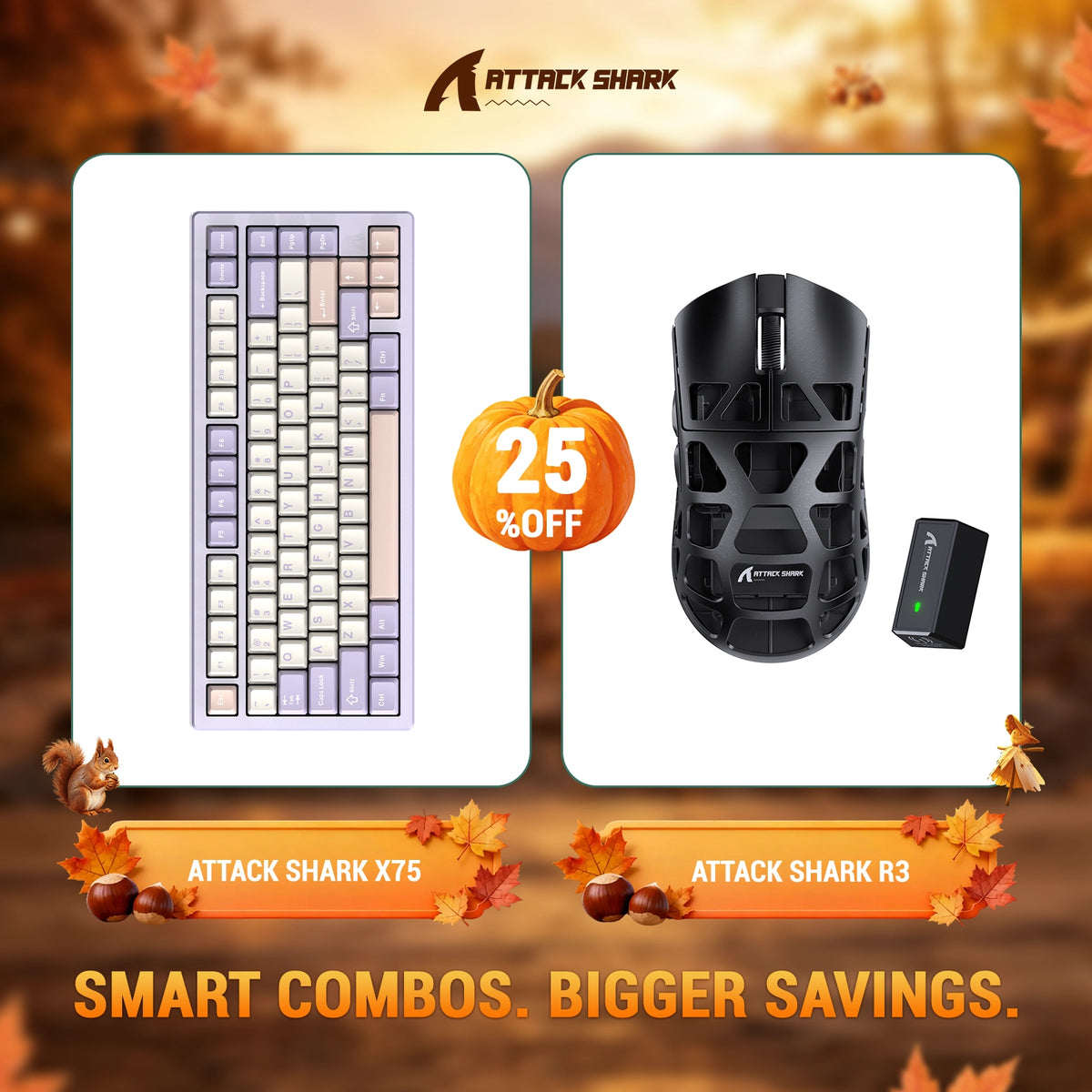 ATTACK SHARK X75 Full Aluminum Keyboard + R3 Magnesium Alloy Gaming Mouse Bundle