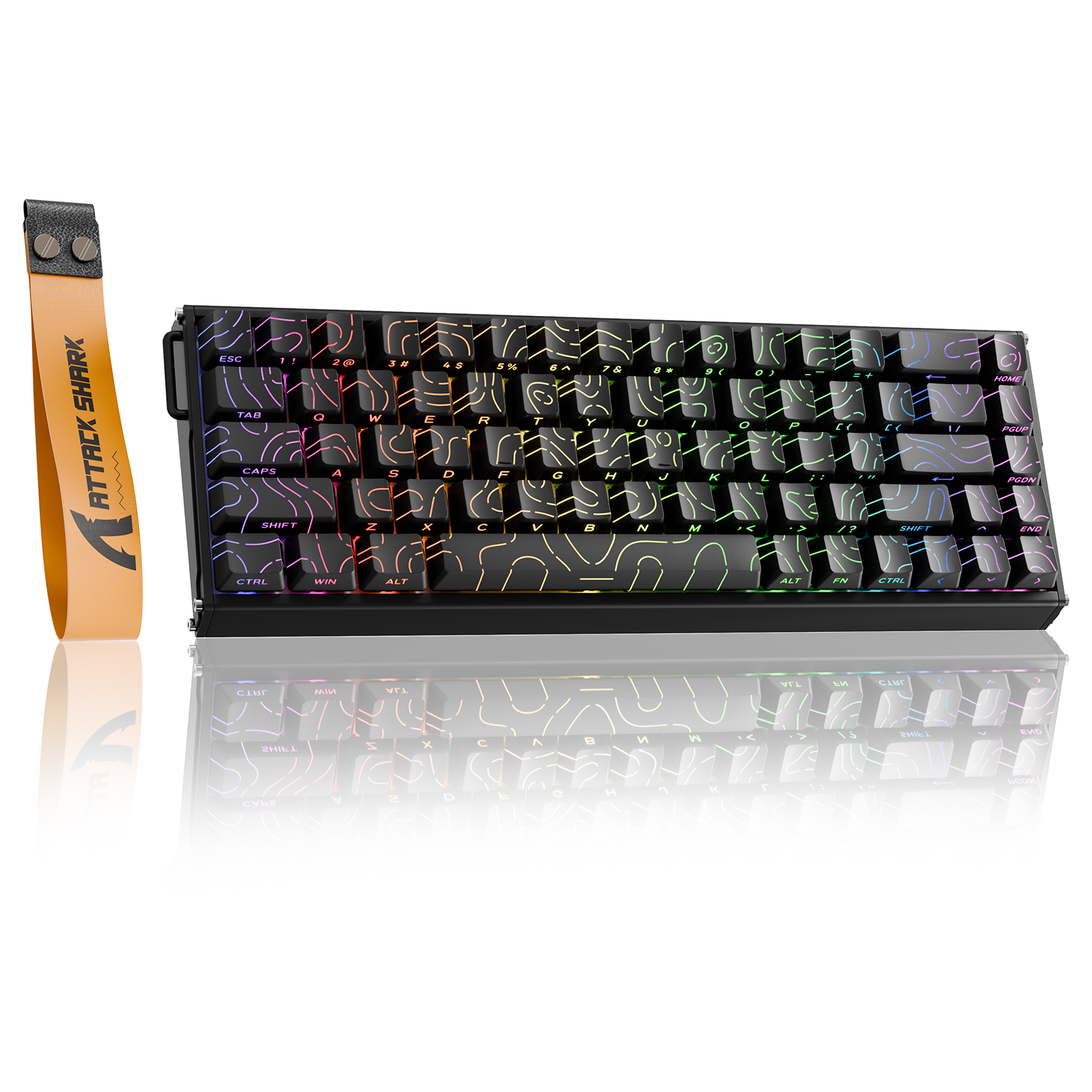 ATTACK SHARK X68MAX HE RGB mechanical keyboard with 60% layout, black keys and colorful backlighting