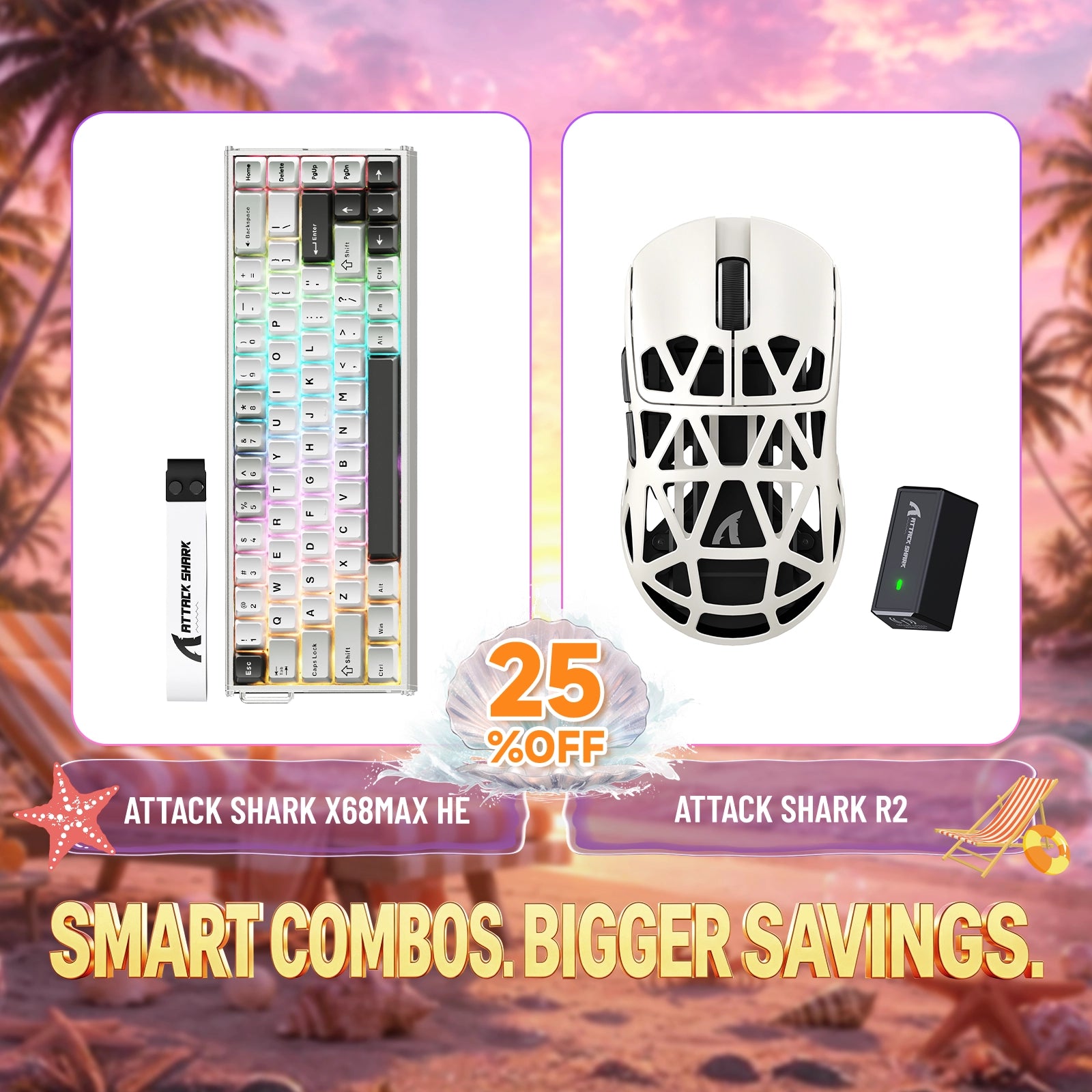 ATTACK SHARK X68MAX HE keyboard and R2 wireless mouse bundle, 25% off