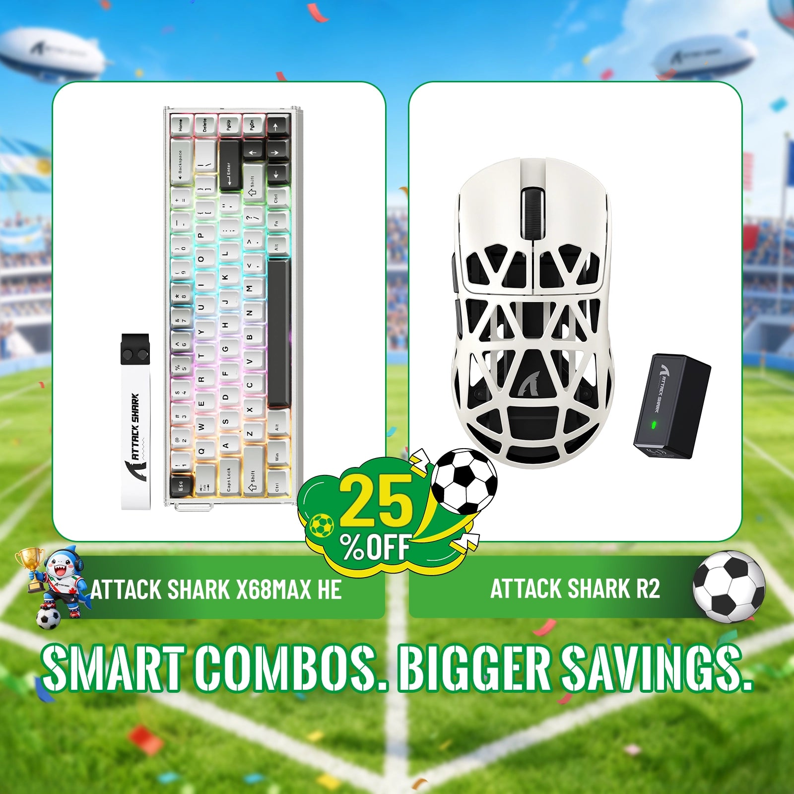 ATTACK SHARK X68MAX HE Rapid Trigger Aluminum Keyboard + R2 Magnesium Alloy Wireless Gaming Mouse Bundle