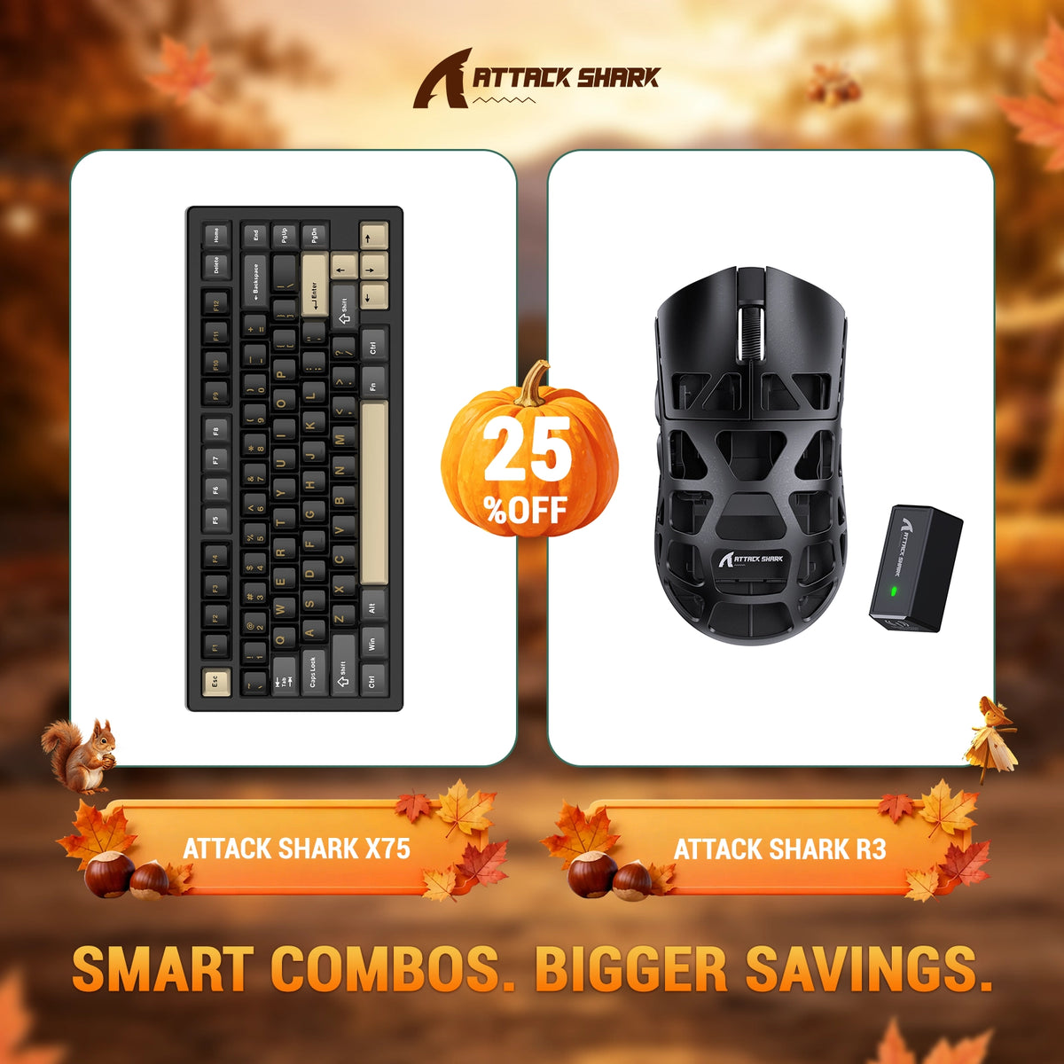 ATTACK SHARK X75 Full Aluminum Keyboard + R3 Magnesium Alloy Gaming Mouse Bundle