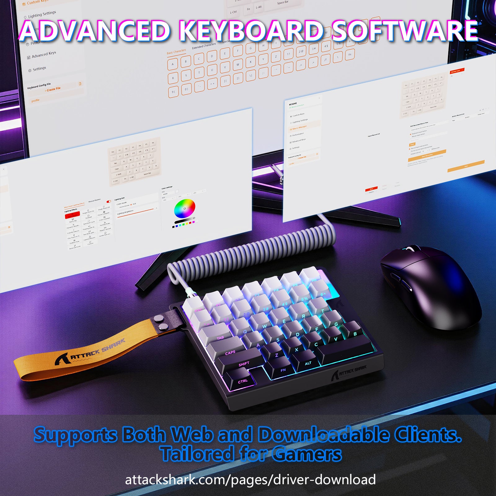 ATTACK SHARK M36 HE One-Handed Magnetic Switch Keyboard & C01 ULTRA LED Aviator Cable