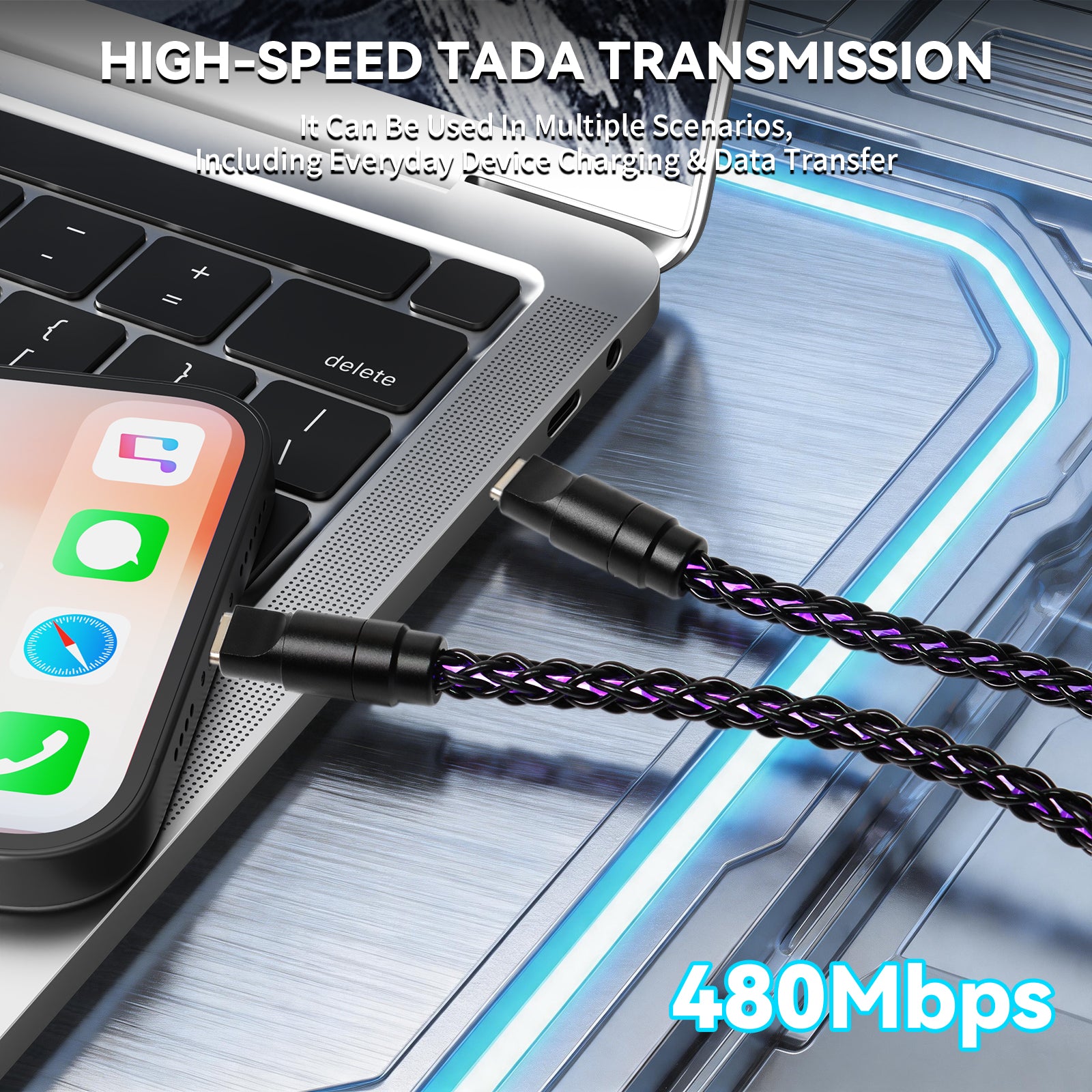 ATTACK SHARK C07 PRO 2-In 1  Type C Cable for 8KHz Gaming Keyboard/Mouse