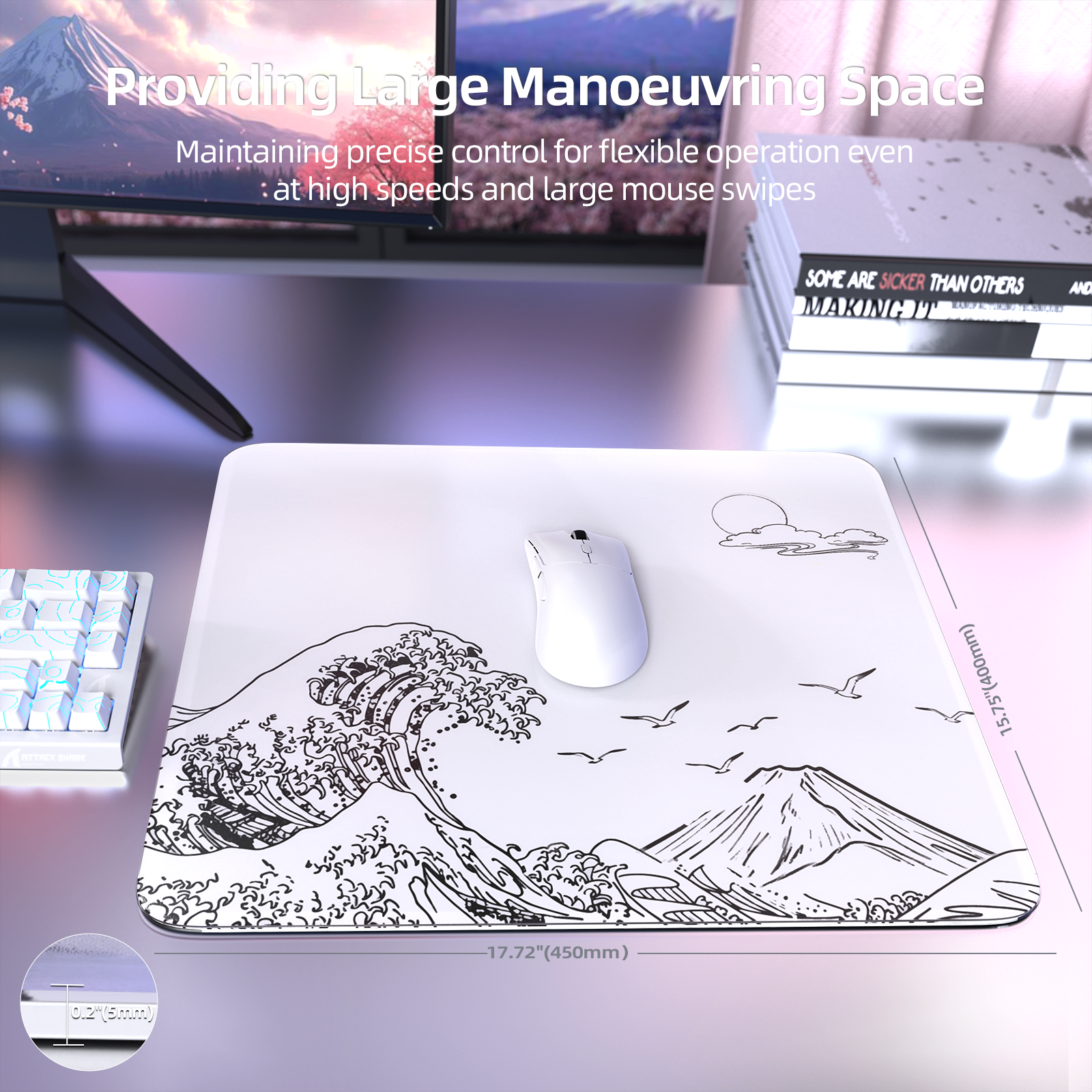 ATTACK SHARK CM05 Tempered Glass Gaming Mouse Pad