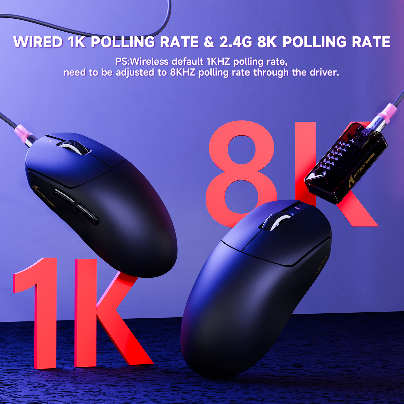 ATTACK SHARK X8PRO Ultra-Light Wireless Gaming Mouse & C06ULTRA Cable
