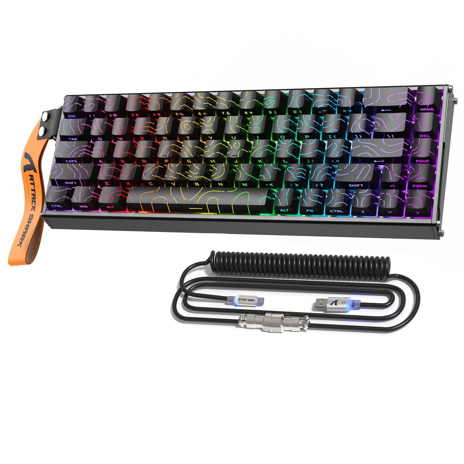 ATTACK SHARK X68MAX HE Rapid Trigger CNC Aluminum Keyboard Magnetic Switch with C01Ultra RGB Coiled Cable