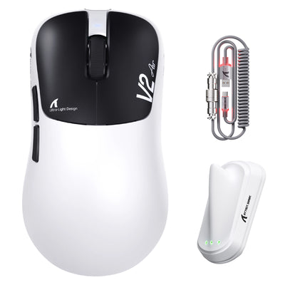 ATTACK SHARK V2 AIR PAW3955MAX Ergonomic Wireless Gaming Mouse with C06 Ultra Cable